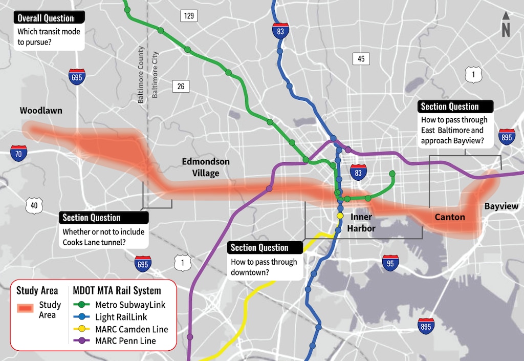 The Maryland Transit Administration is relaunching the planning process for the proposed Red Line east-west route in Baltimore.