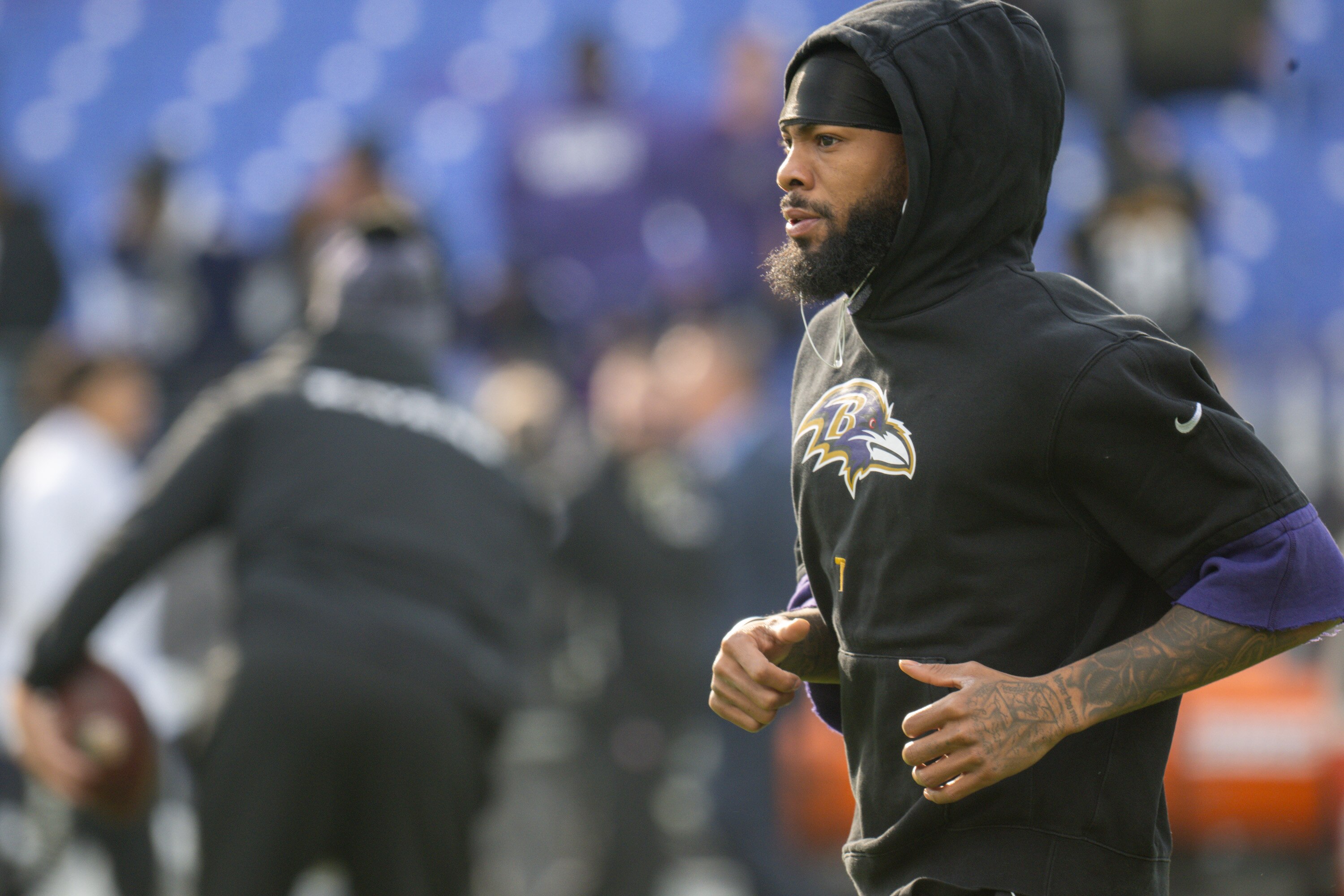 Ravens wide receiver Rashod Bateman has 18 catches for 217 yards and two touchdowns in 11 games this season.