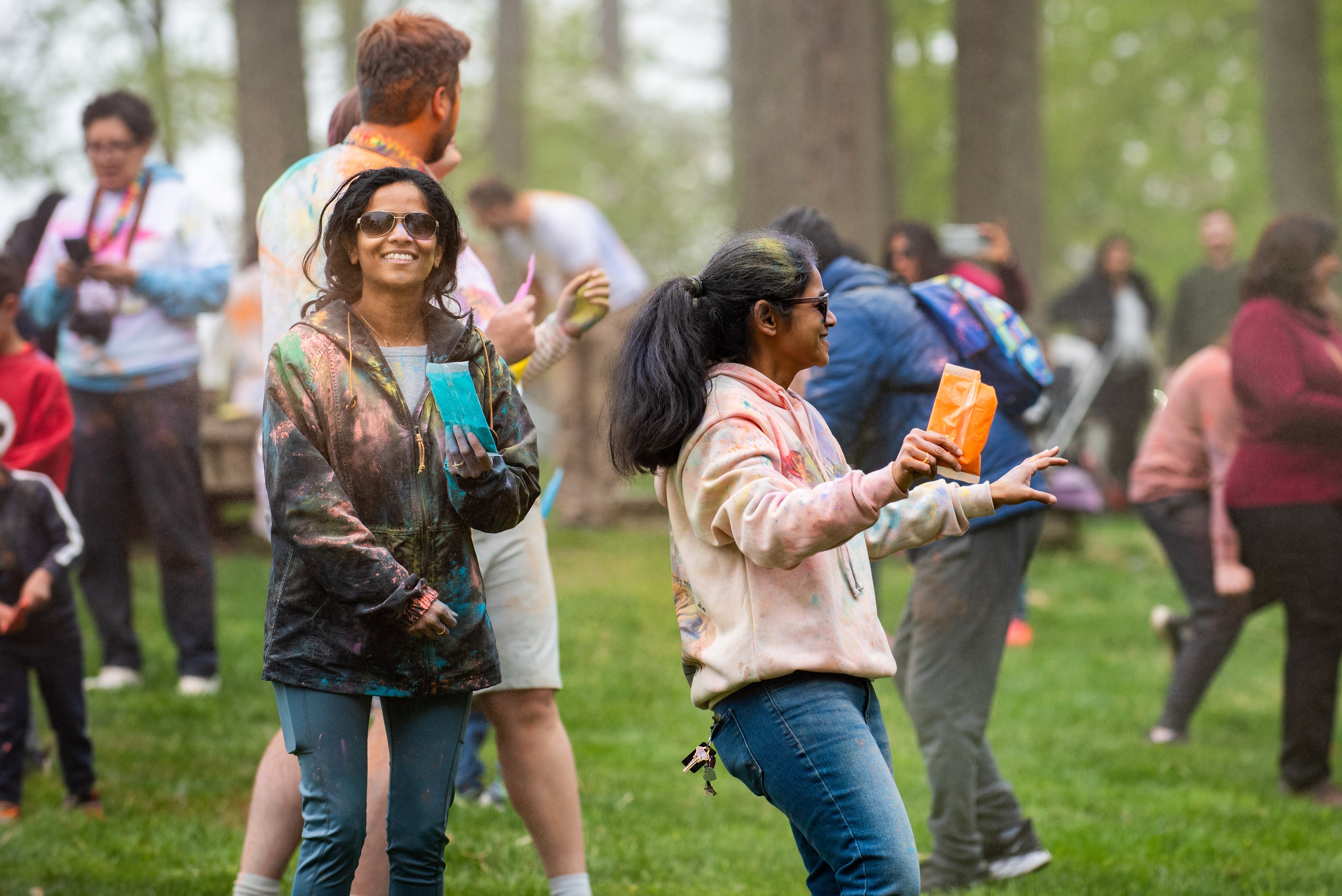 Merriweather Park at Symphony Woods Howard County is hosting another Holi Color Run/Walk. Participants in the 2024 event, pictured, enjoyed throwing colored dye at each other, creating a kaleidoscopic scene.