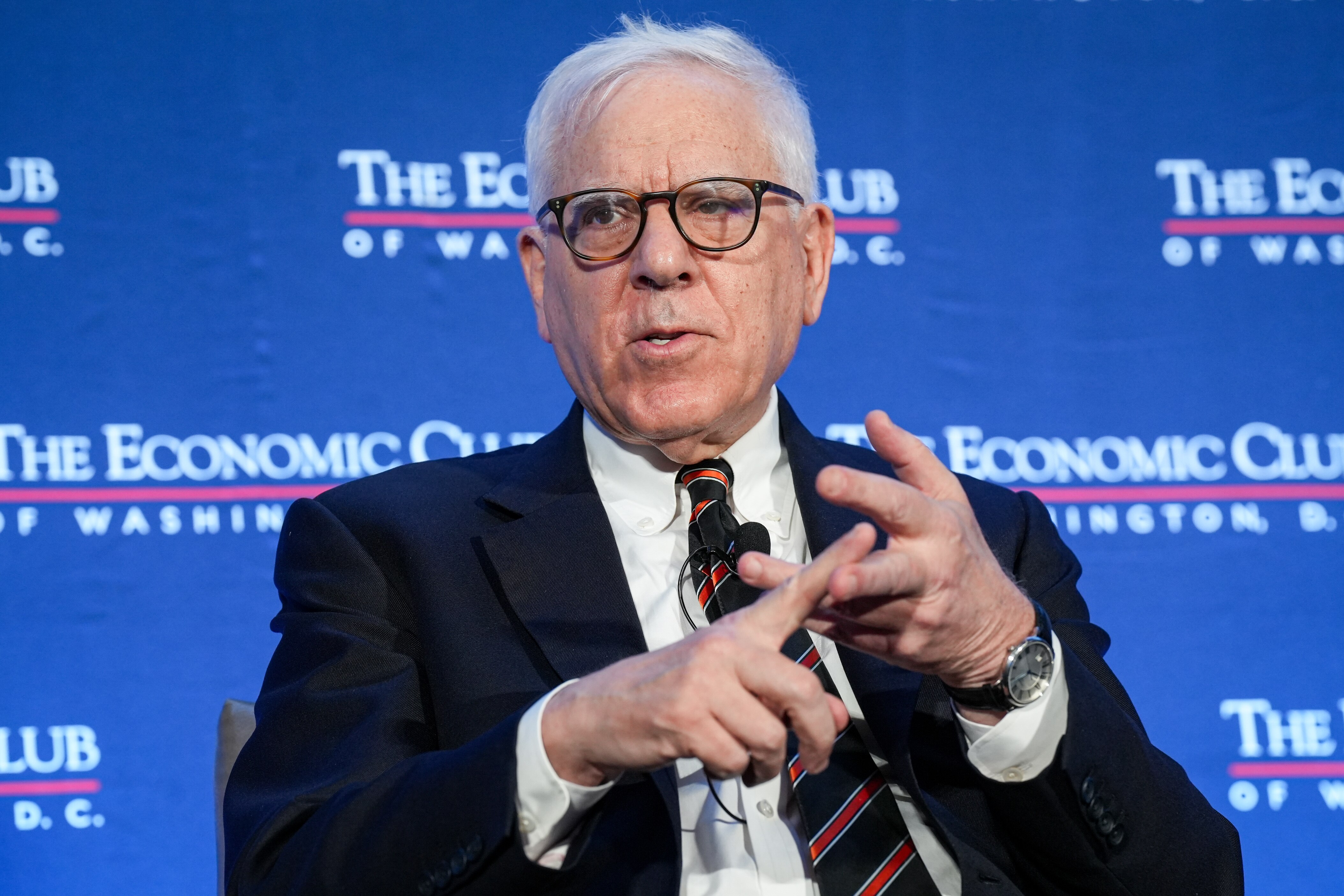 Baltimore Orioles owner David Rubenstein is interviewed during a panel hosted by The Economic Club in the Ritz-Carlton in Washington, D.C., on April 30, 2024.