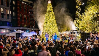 The Merriweather District is hosting its fifth annual tree lighting, shown here in 2023.