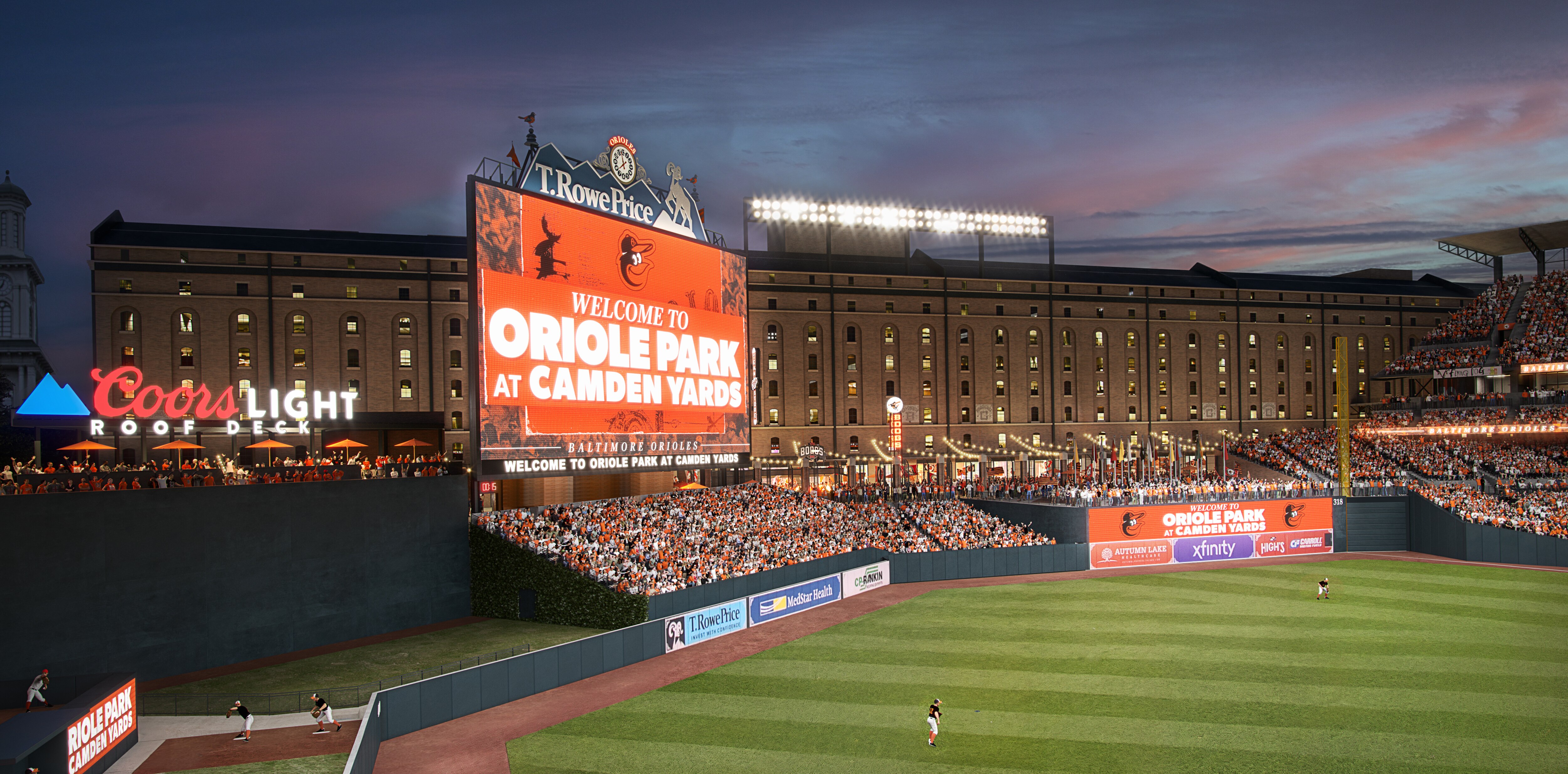 A rendering of the new center field scoreboard at Oriole Park at Camden Yards.