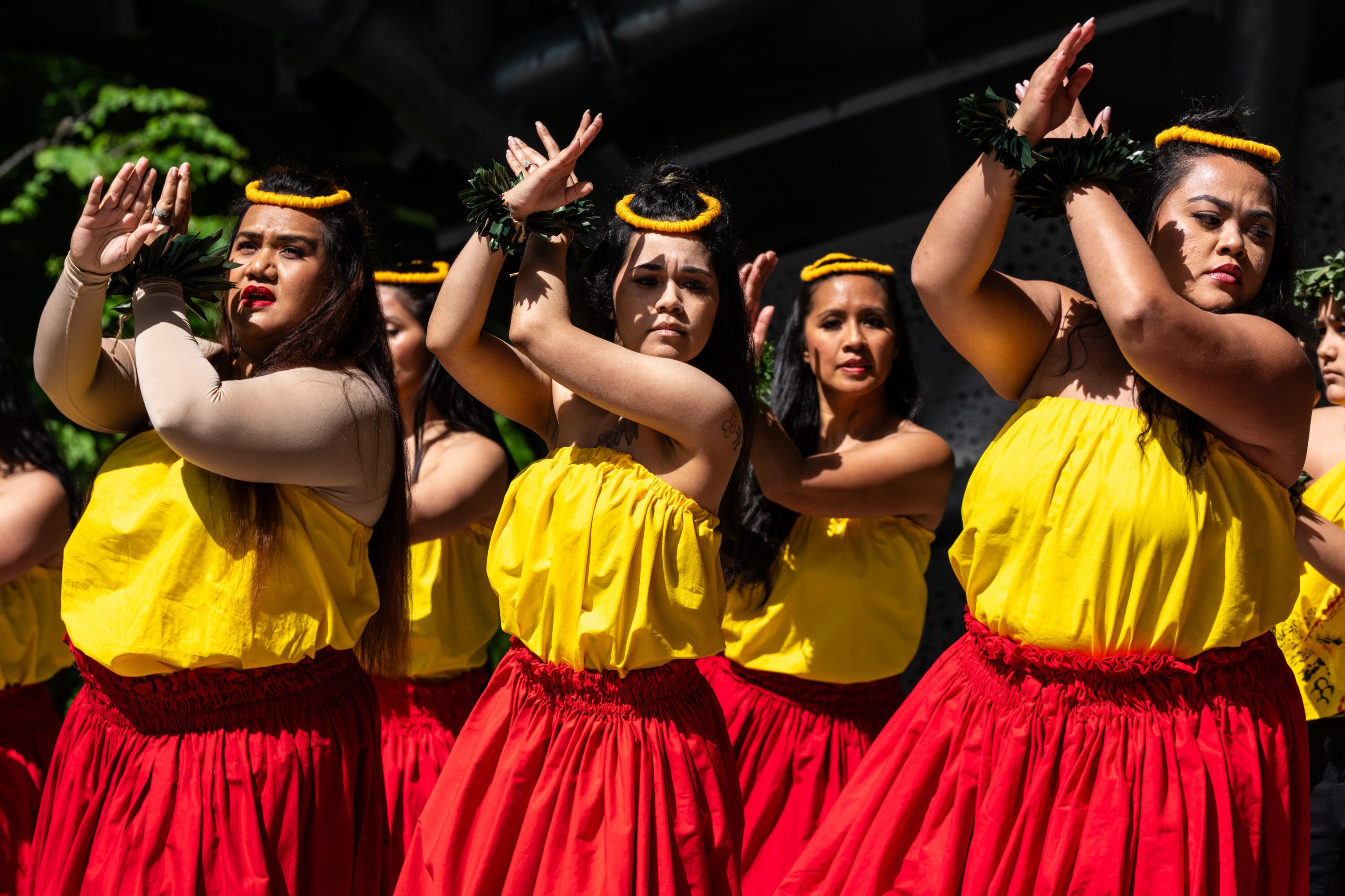 The Hawaiian Dance Group performs a hula dance during the Howard County AAPI Festival at Merriweather Park at Symphony Woods on Saturday.