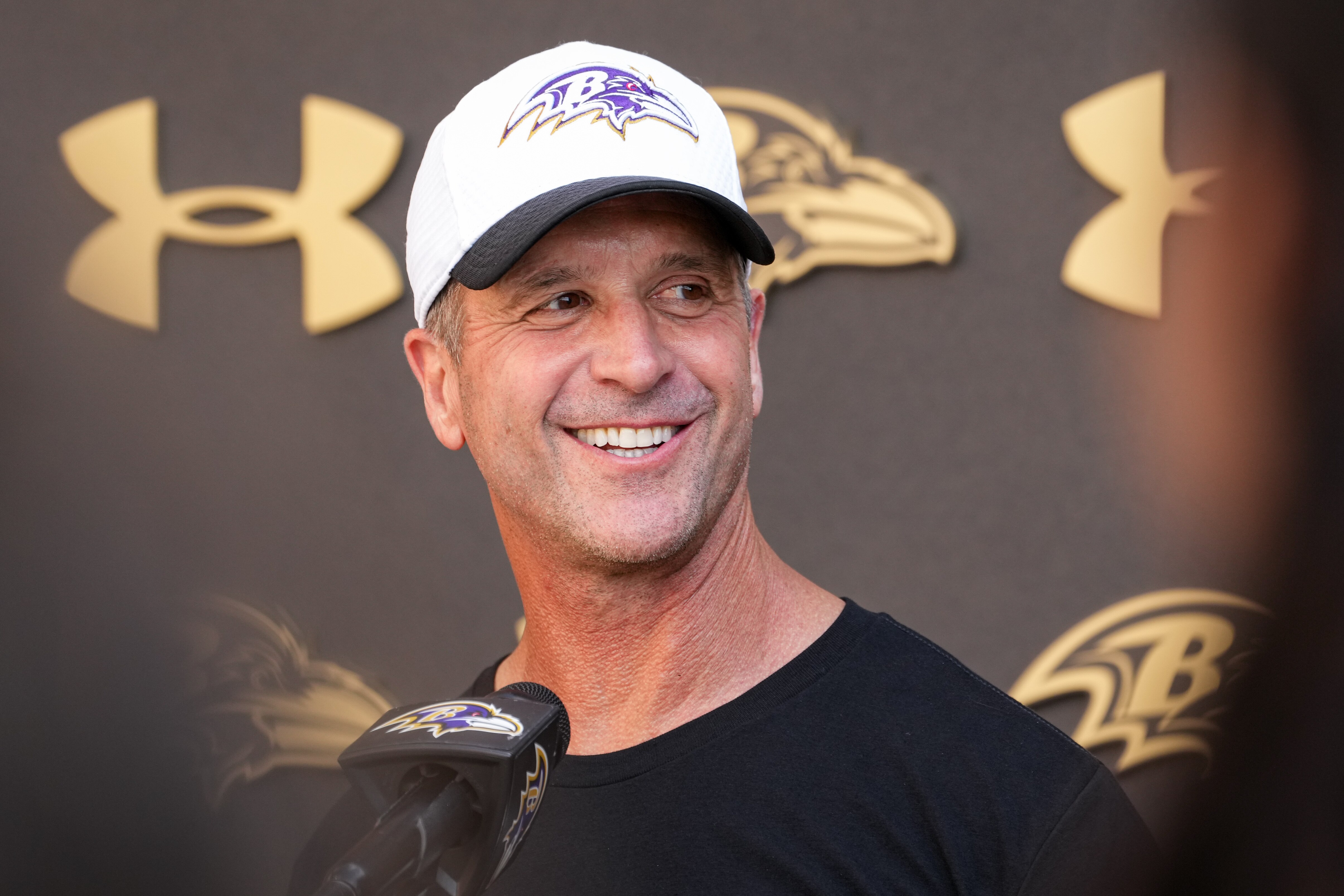 Coach John Harbaugh and the Baltimore Ravens sit at 4-2 a third of the way through the season.
