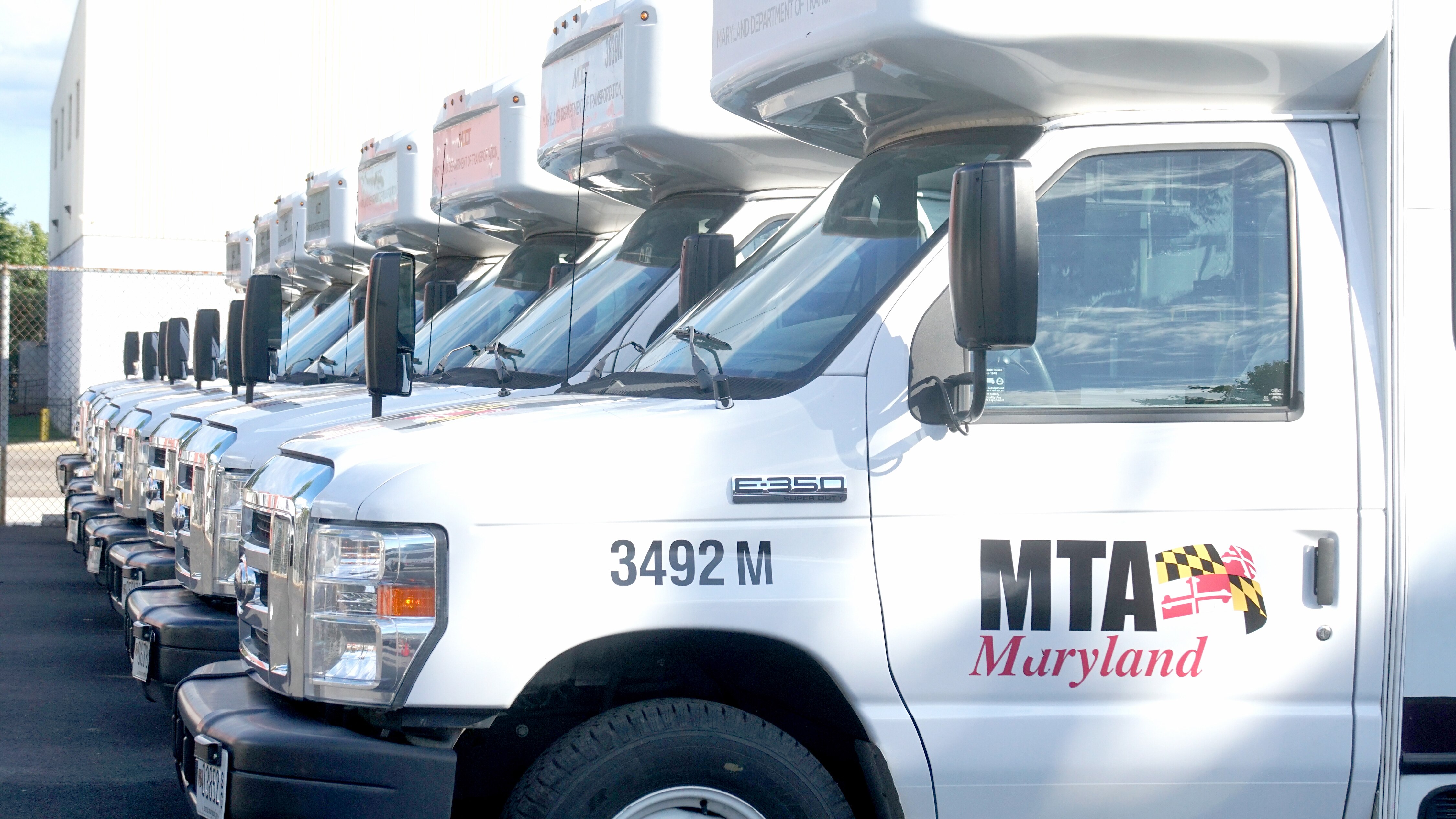 MobilityLink, the Maryland Transit Administration’s paratransit service for people with disabilities, has a fleet of roughly 500 vans like these photographed on Aug. 16 owned and operated by four private companies.