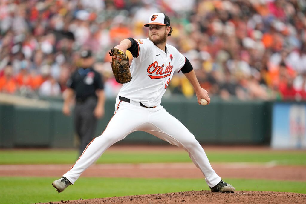 BALTIMORE, MARYLAND - MAY 27:  Cole Irvin #19 of the Baltimore Orioles pitches in the third inning during a baseball game against the Boston Red Sox at Oriole Park at Camden Yards on May 27, 2024 in Baltimore, Maryland.  (Photo by Mitchell Layton/Getty Images)