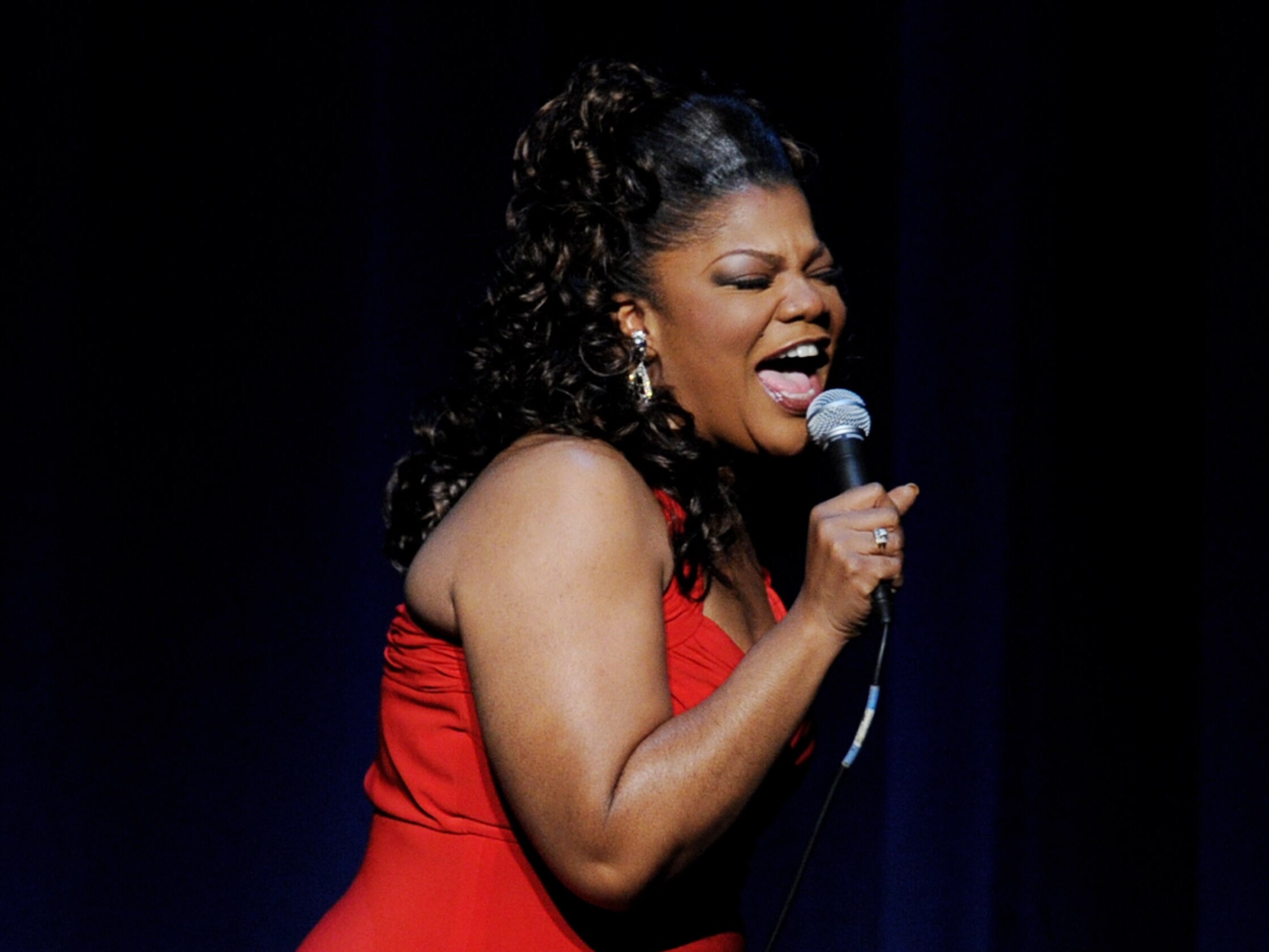 LOS ANGELES, CA - APRIL 02:  Actress/comedienne Mo'Nique performs during her "Spread The Love" comedy tour at the Nokia Theater on April 2, 2010 in Los Angeles, California.