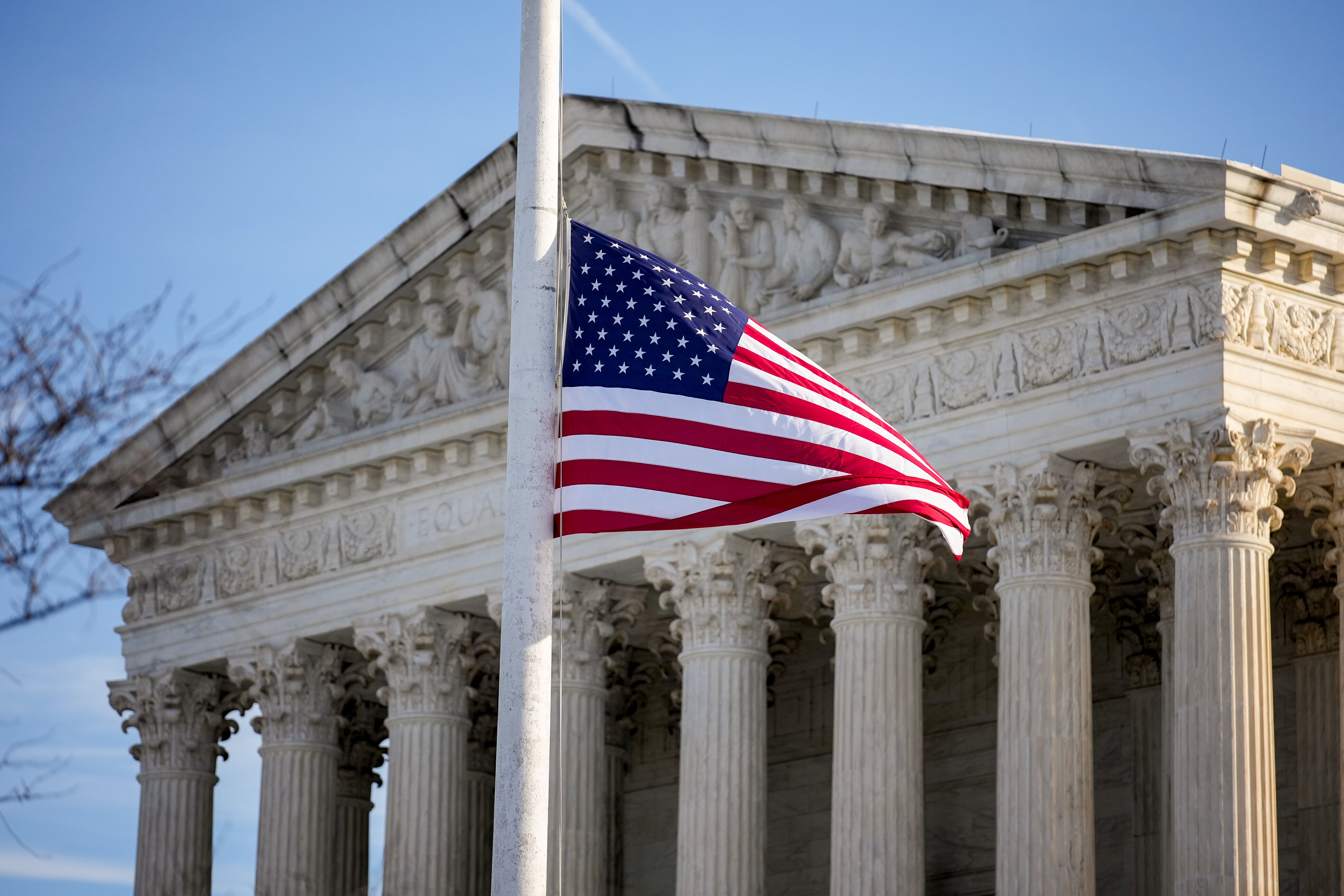 WASHINGTON, DC - JANUARY 10: The U.S. Supreme Court Building as the court hears oral arguments on whether to overturn or delay a law that could lead to a ban of TikTok in the U.S., on January 10, 2025 in Washington, DC. The future of the popular social media plaform is at stake at stake as the Supreme Court hears arguments on a law set to take effect the day before Inauguration Day that would force their China-based parent company to cut ties with TikTok due to national security concerns. (Photo by Andrew Harnik/Getty Images)