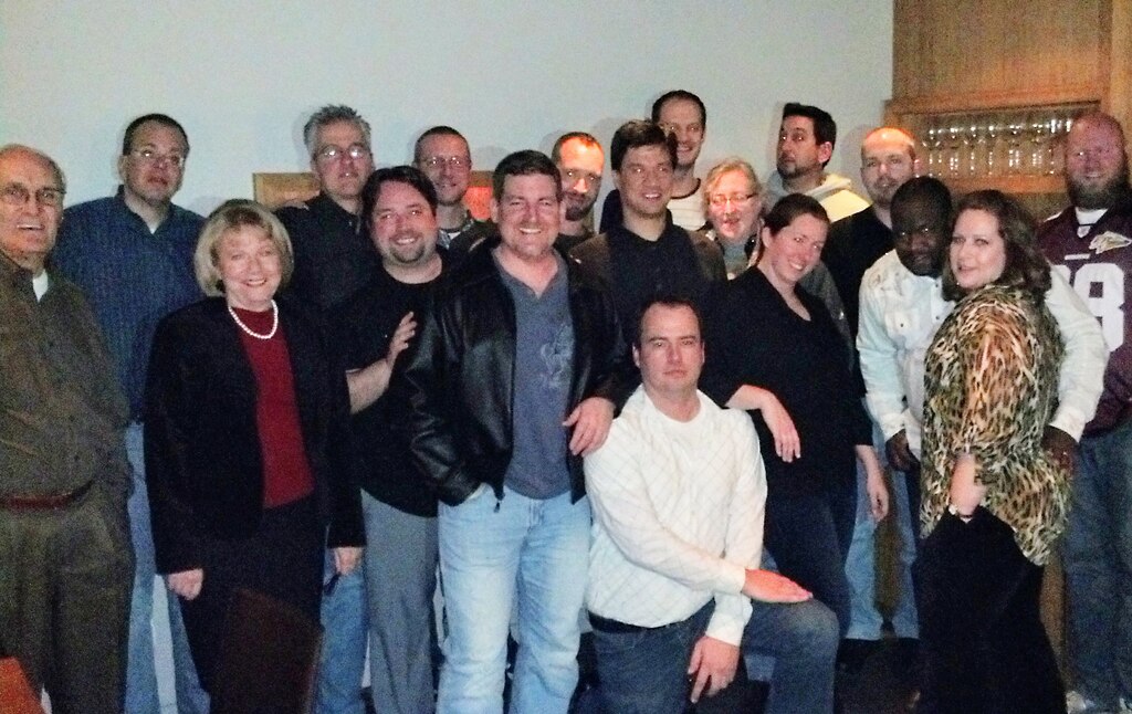 Dan Morrison, kneeling at center, with friends about a decade ago.