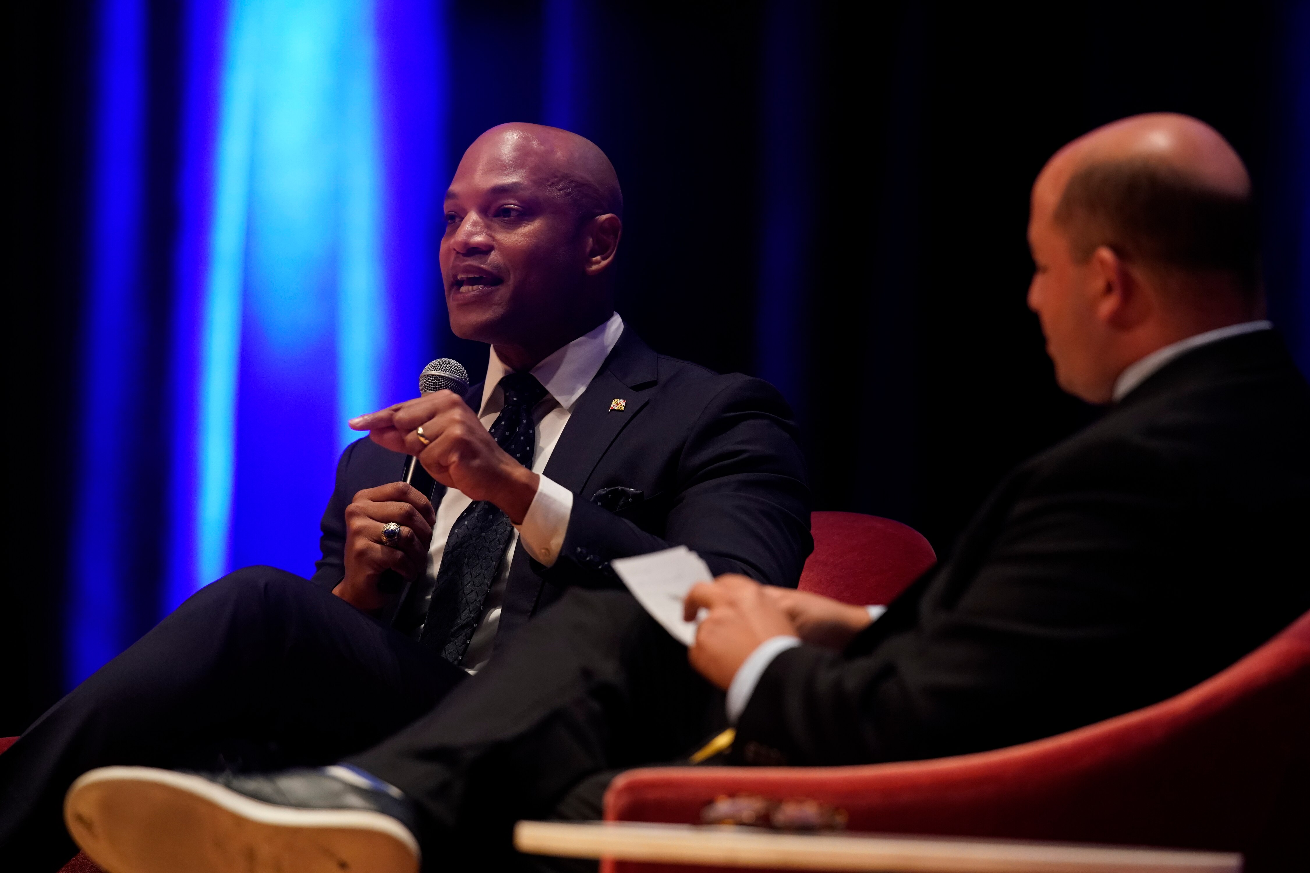 A conversation with Gov. Wes Moore featuring Brian Stelter at iMPACT Maryland, a thought-leadership conference hosted by The Baltimore Banner on Tuesday, Oct. 10, 2023 in Baltimore.