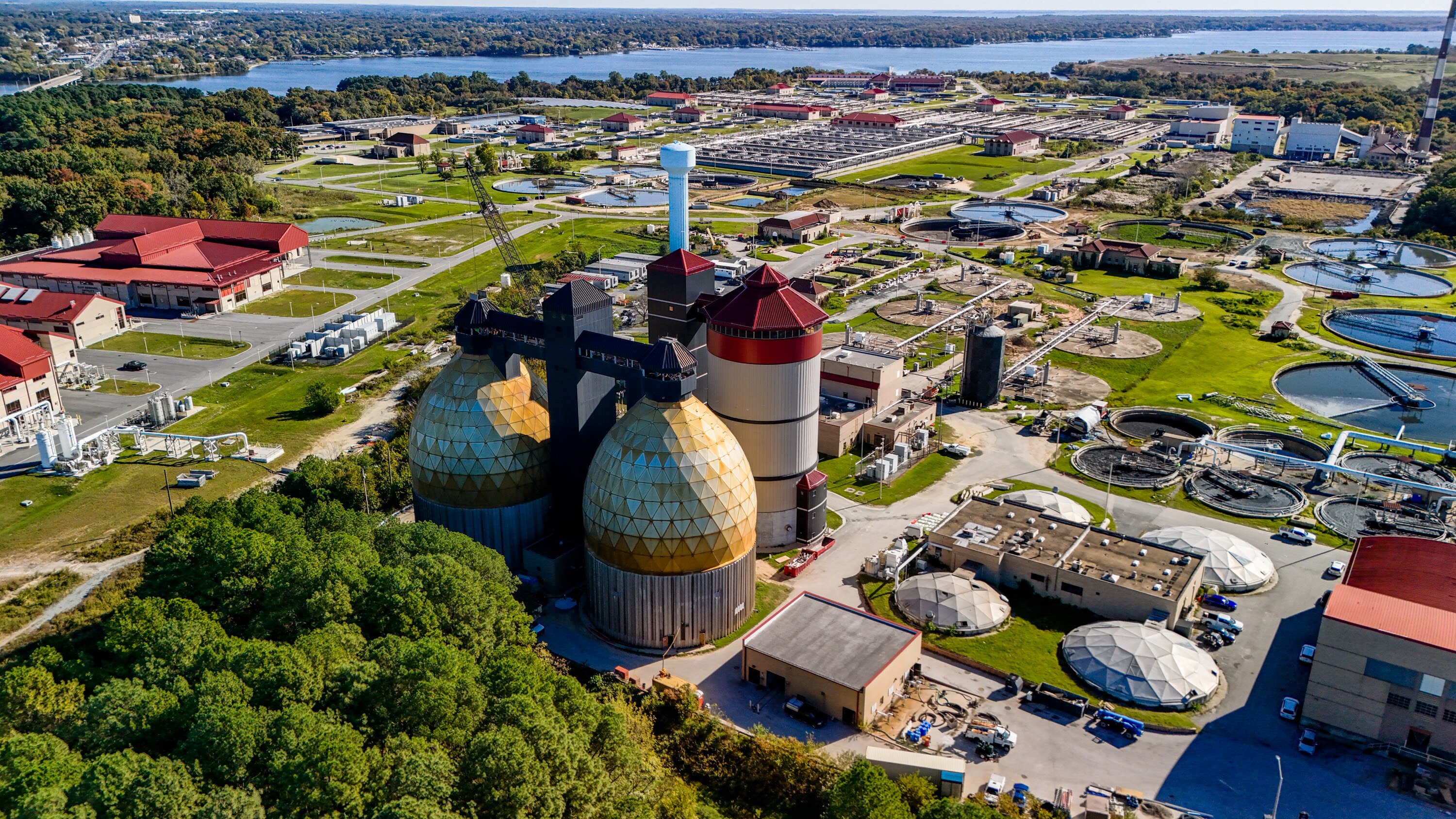 The Back River Wastewater Treatment Plant occupies a 466-acre site on the Back River in Dundalk.