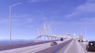 The south approach view of updated rendering of plans for the rebuild of the Key Bridge.