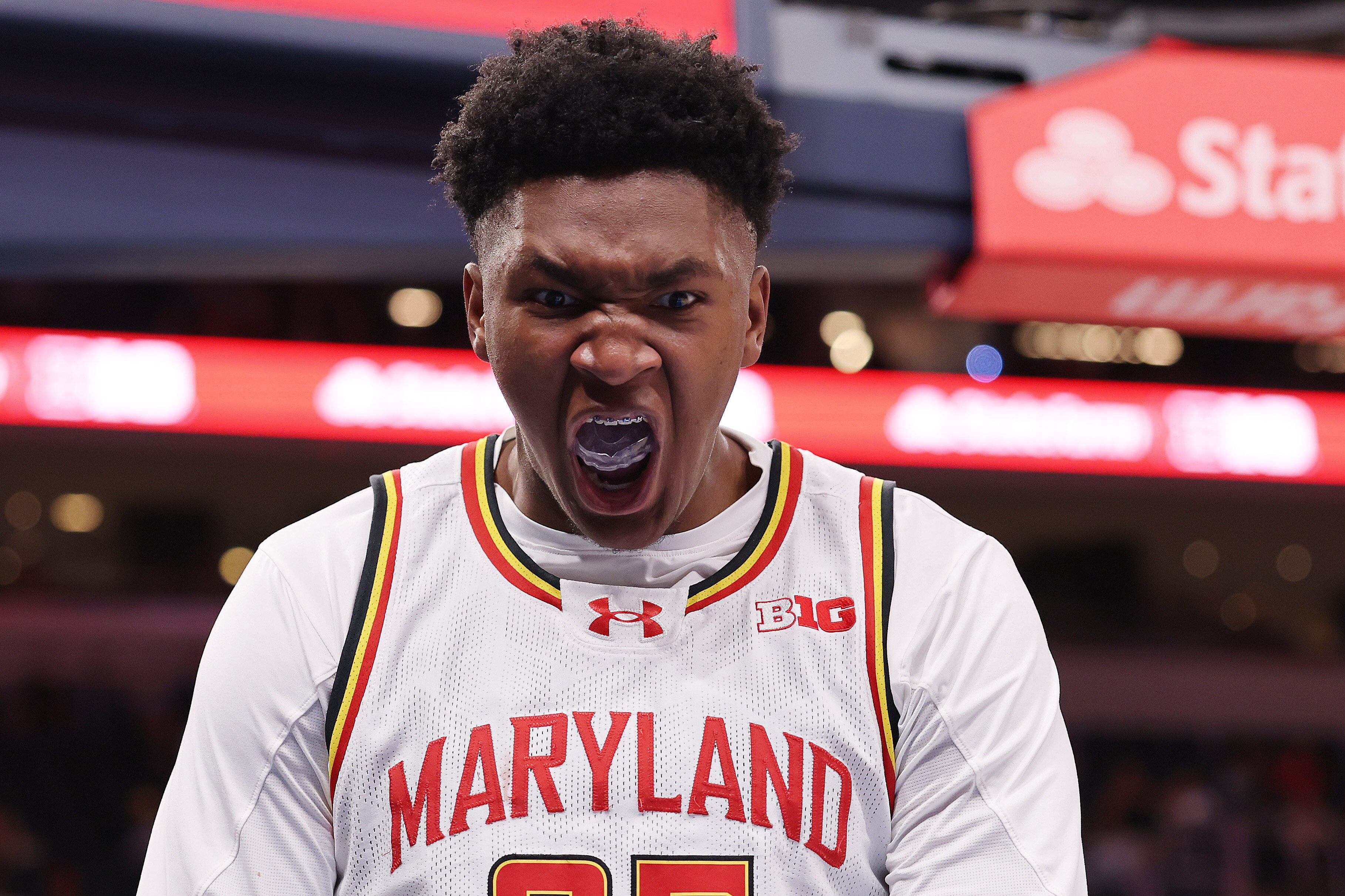 The 6-foot-9 Derik Queen was the Big Ten Freshman of the Year after averaging 16.5 points for Maryland. 