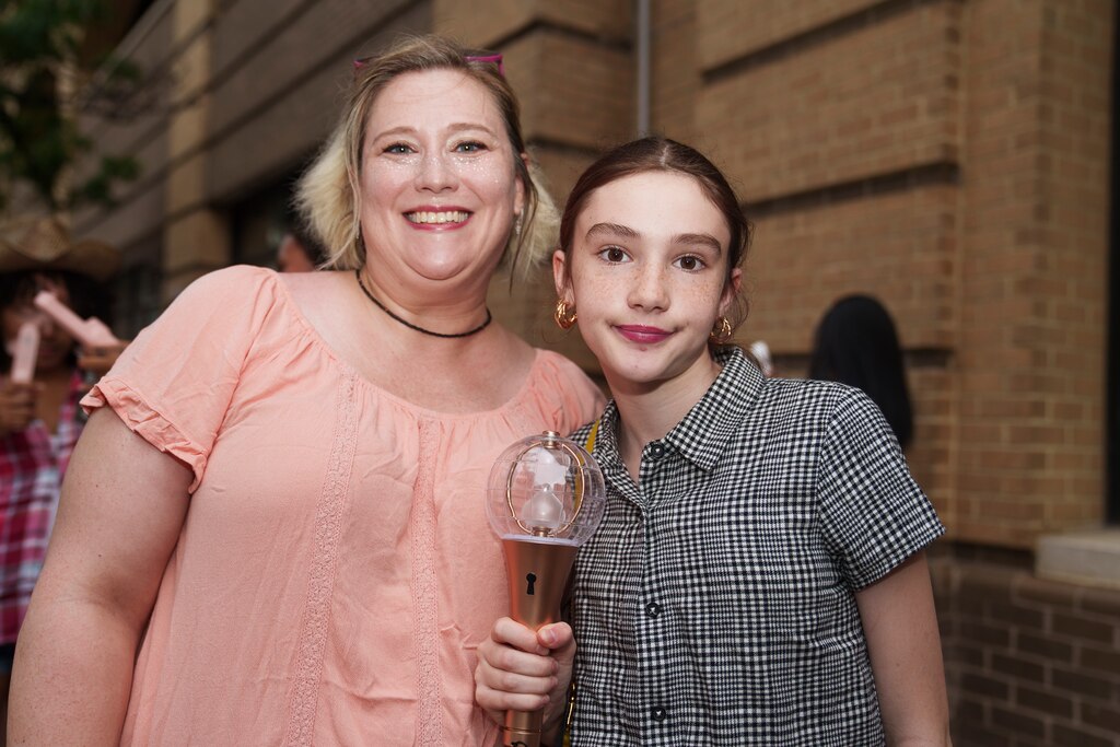 Wednesday, July 16, 2025 — Sarah Stewart and her daughter, Kiera Stewart, 14, from Rockland, N.Y. ahead of the ATEEZ concert at CFG Bank Arena in Baltimore City, Md.