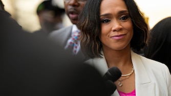 Former Baltimore State's Attorney Marilyn Mosby stands outside the federal courthouse in Greenbelt after being sentenced to three years of probation, which includes a year of house arrest, May 23, 2024. She was convicted earlier this year of perjury and fraud.