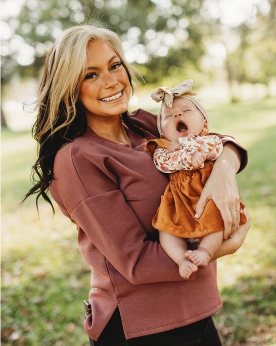 Emily Lewis is starting to see the bright side of motherhood with her 5-month-old daughter Eisley. She's leaning towards being one-and-done and wishes people were more open and honest about postpartum depression.