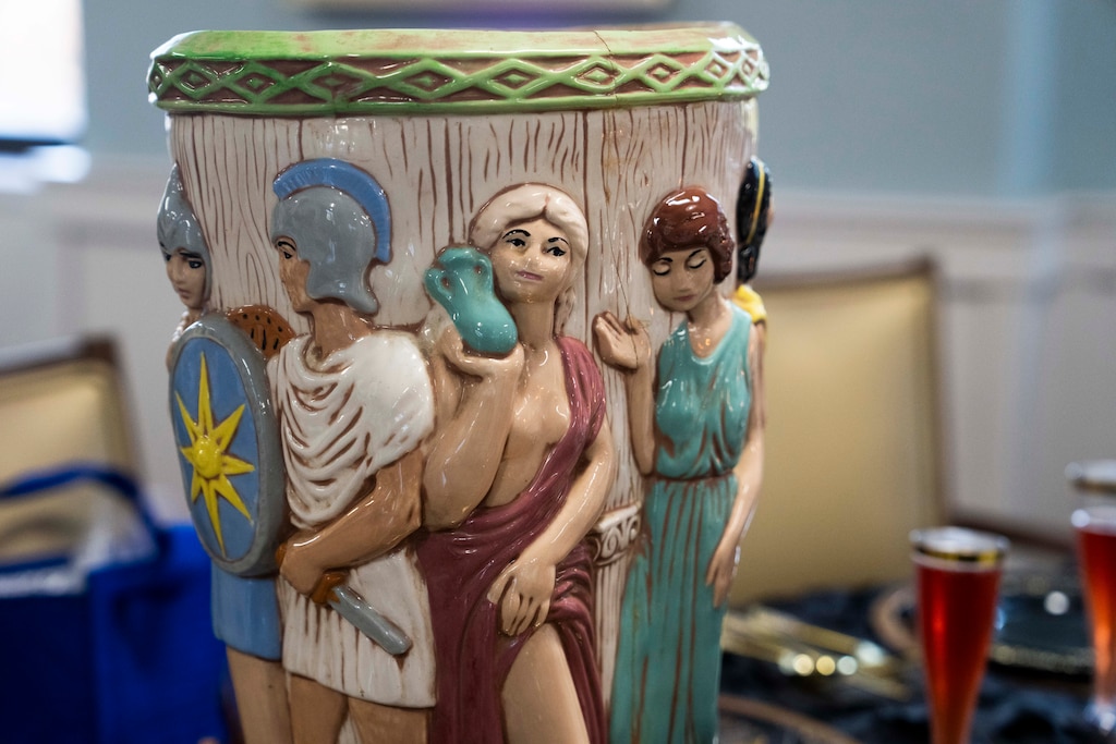 Minnie Styles, 102, created this ceramic umbrella holder back in the 1980's.