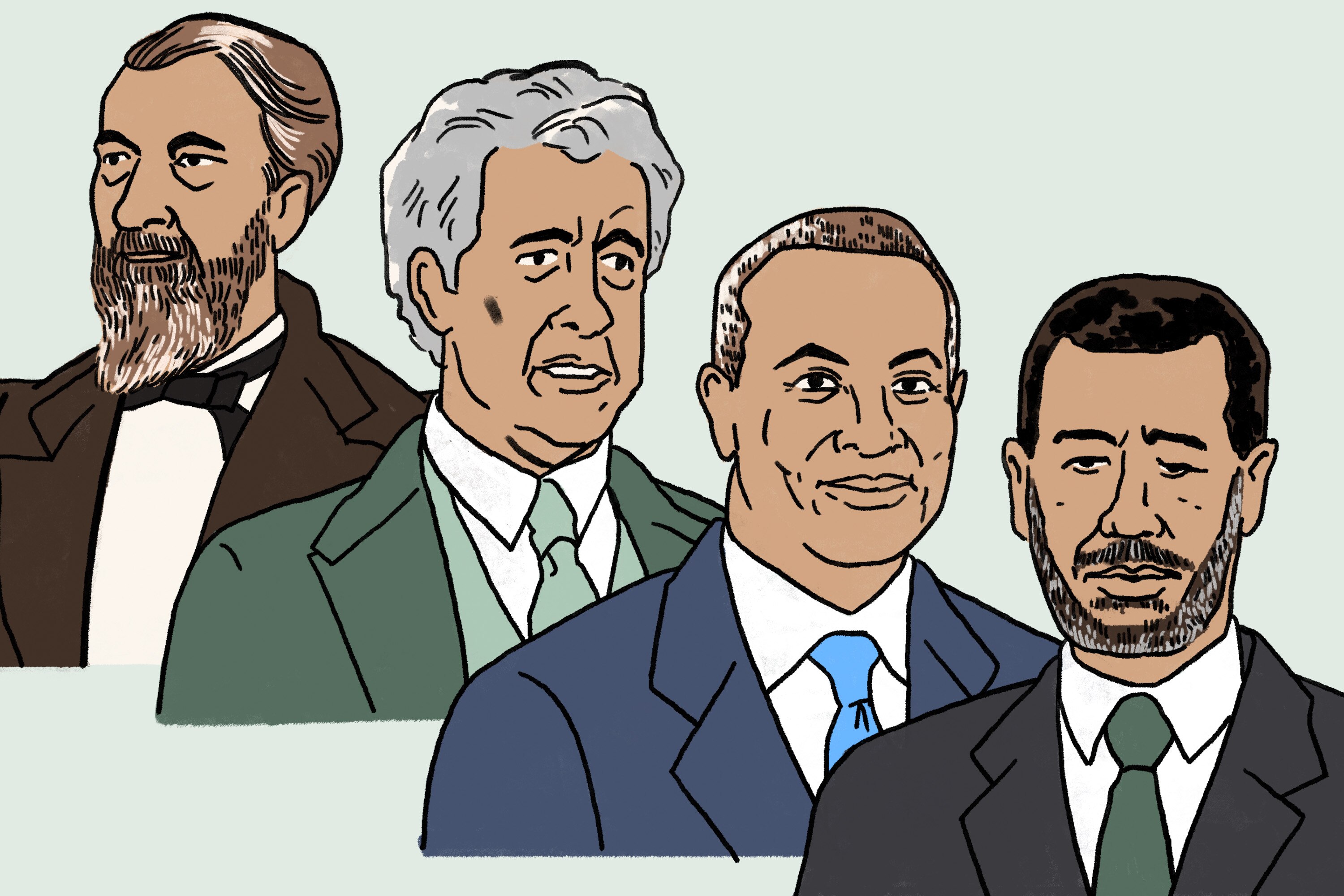 Former Black governors P.B.S. Pinchback, L. Douglas Wilder, Deval Patrick, and David A. Paterson.