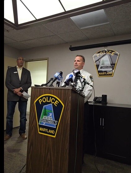 Greenbelt Police Chief Richard Bowers addresses reporters after five people were shot at “senior skip day” at a park in Prince George’s County on Friday, April 19, 2024.