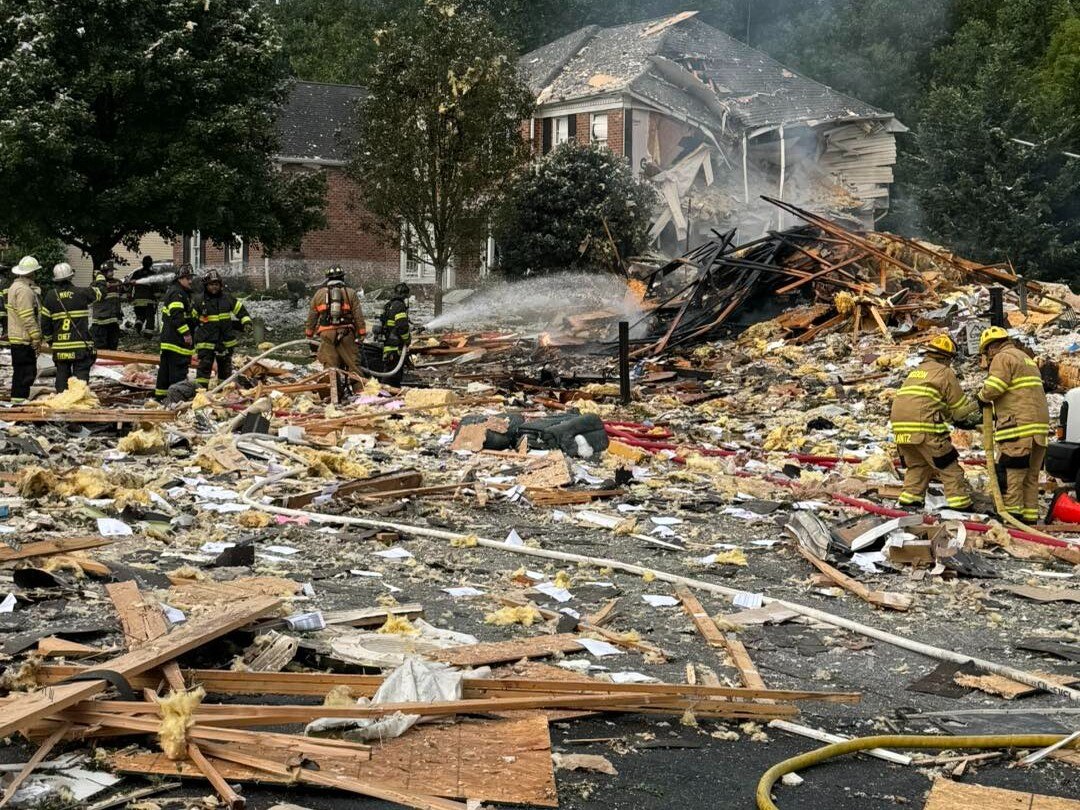 Fire and emergency responders are continuing to search through debris Sunday morning after an apparent house explosion in Bel Air.