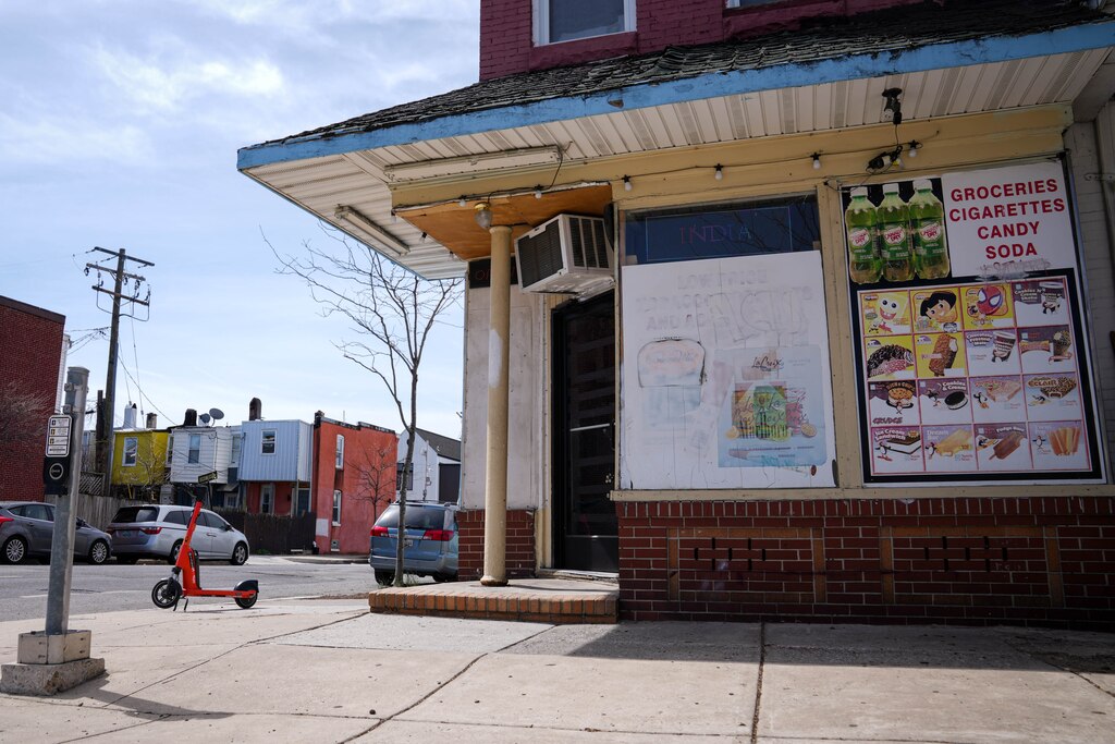Exterior of India Tandoor, a small Indian restaurant in the back of a convenience store in the Remington neighborhood of Baltimore, Md. on Wednesday, March 19, 2025.