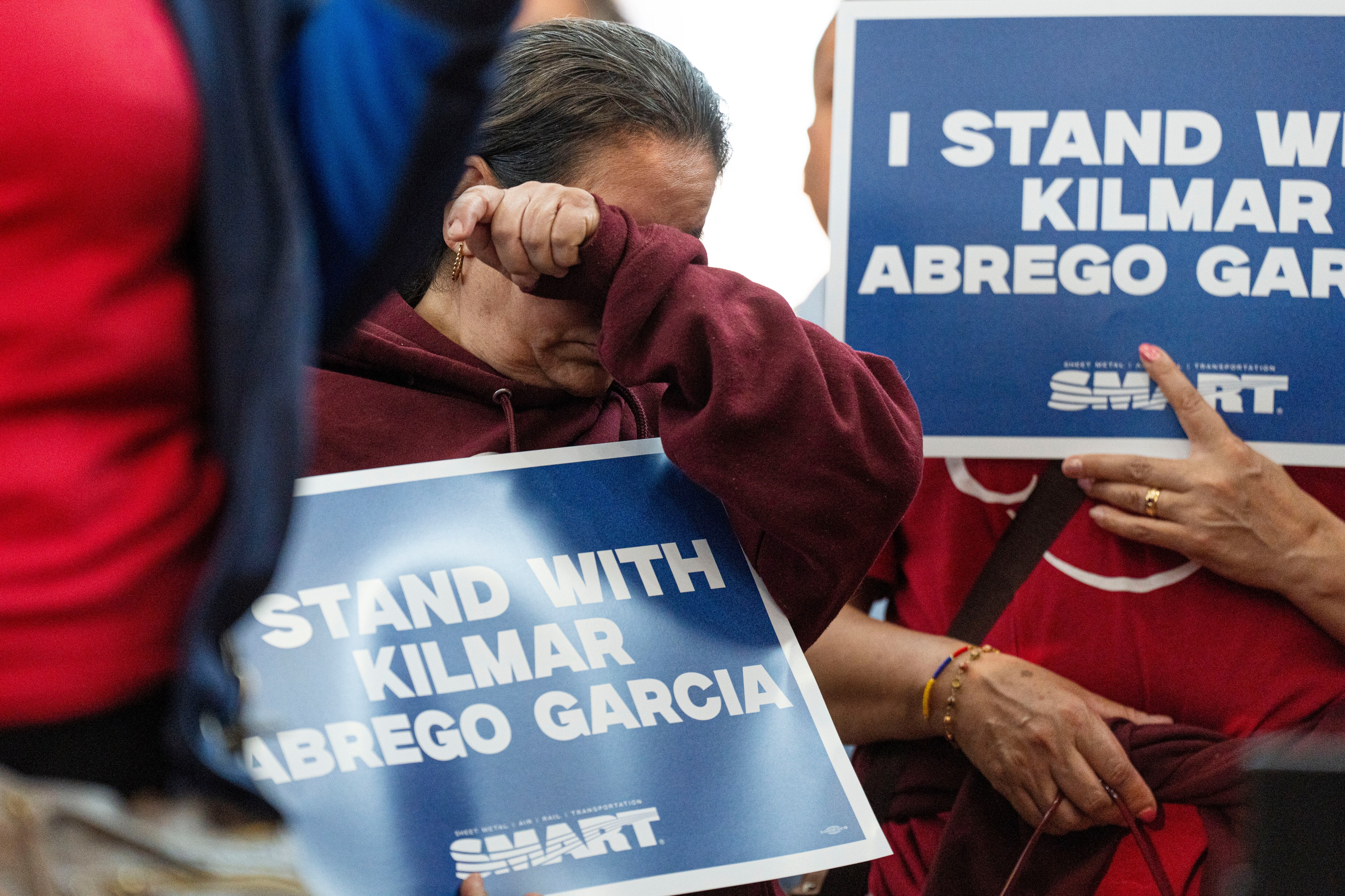 Community partners held a press conference and rally to demand Kilmar Abrego Garcia's return back home in Maryland on April 4, 2025.