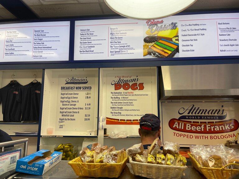 The countertop at Attman's Delicatessen.