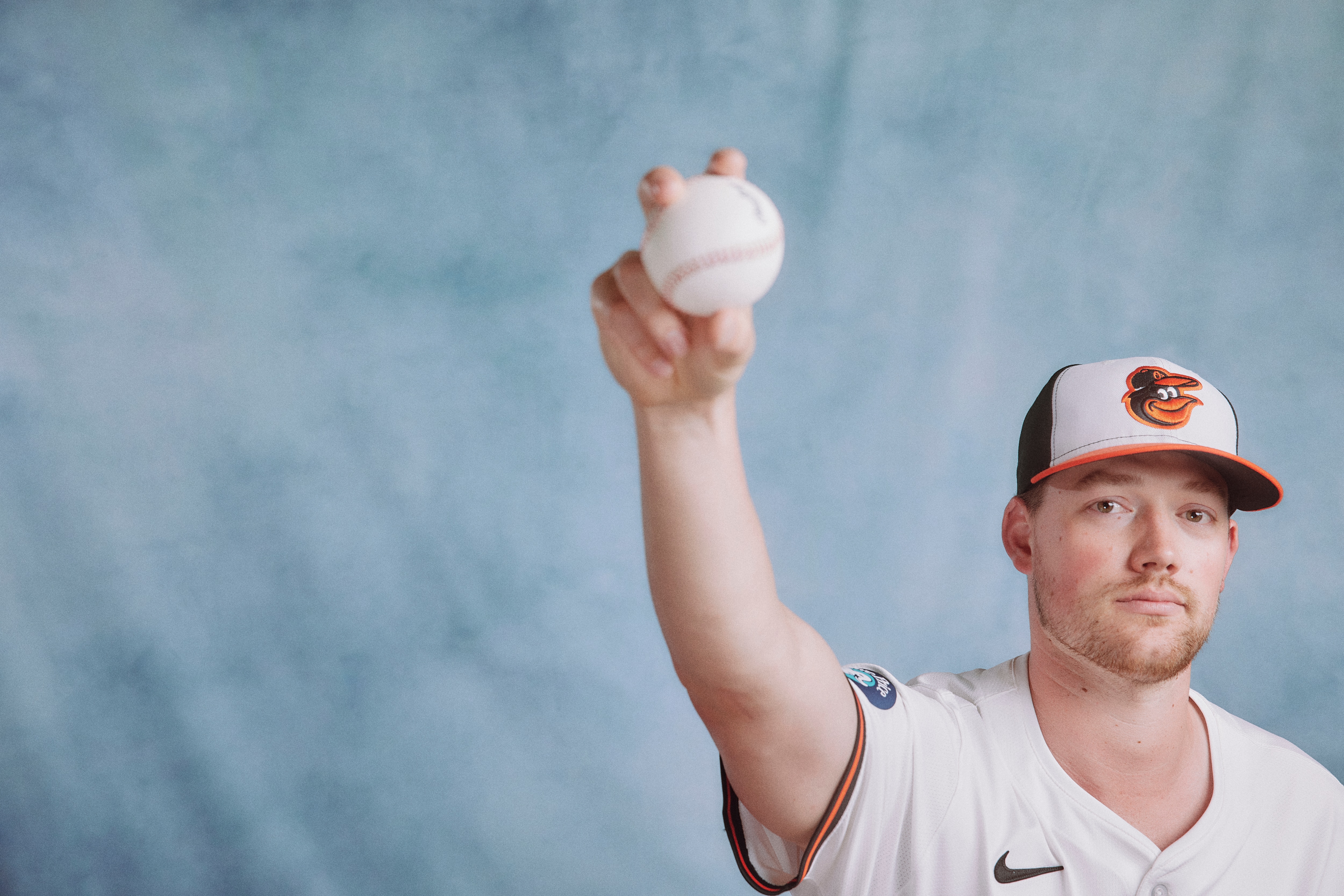 Orioles pitcher Kyle Bradish photographed during the 2025 Baltimore Orioles Media Day at spring training.

