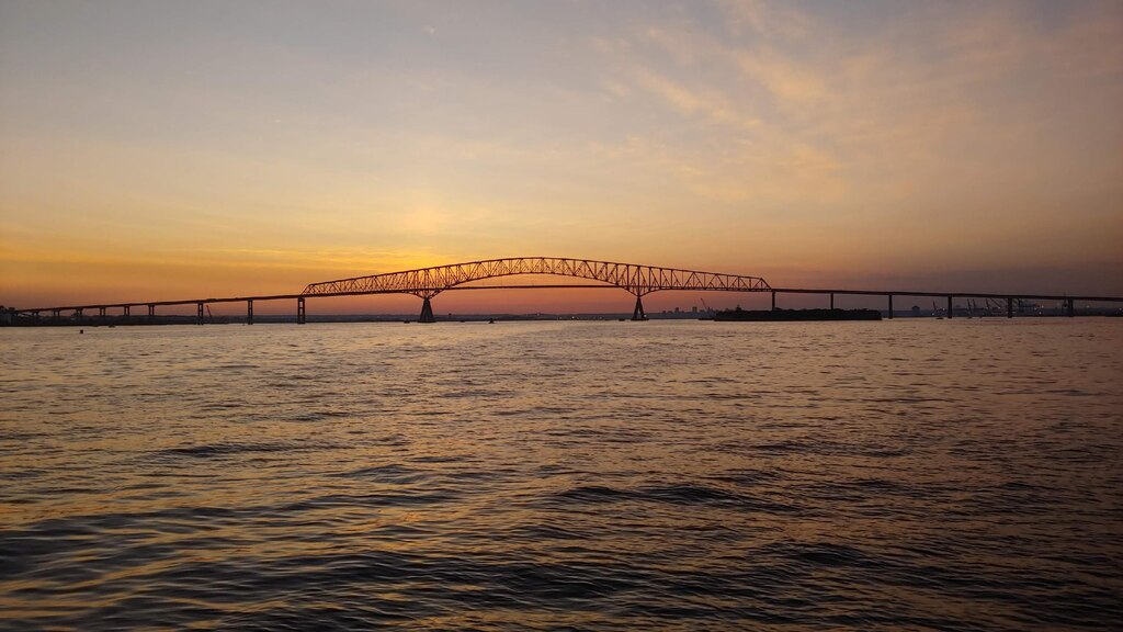 Sunset from LeMart Presley's boat, Cool Breeze Sailing Charters.