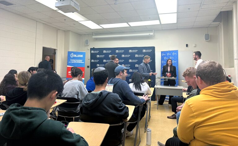 Event organizers and members of Turning Point USA before the event began at University of Maryland College Park on Wednesday, October 22, 2025.