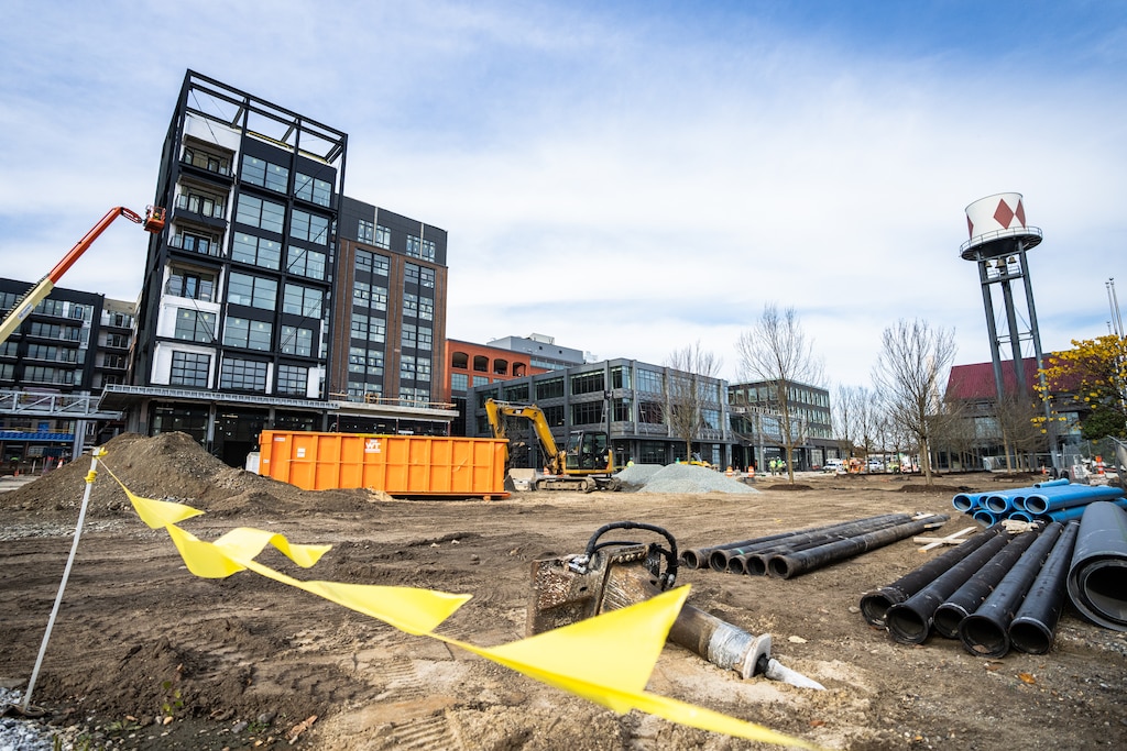 In Port Covington, Baltimore, MD, construction contines throughout the 235-acre complex, November 2, 2022.