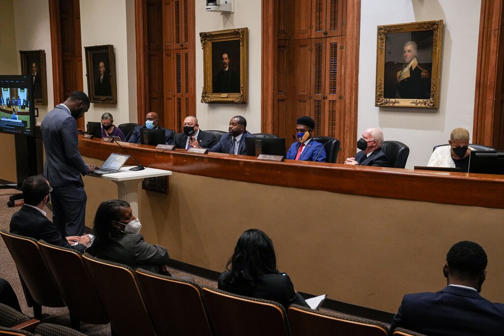 The Baltimore City Board of Estimates meets inside City Hall on 10/5/22.