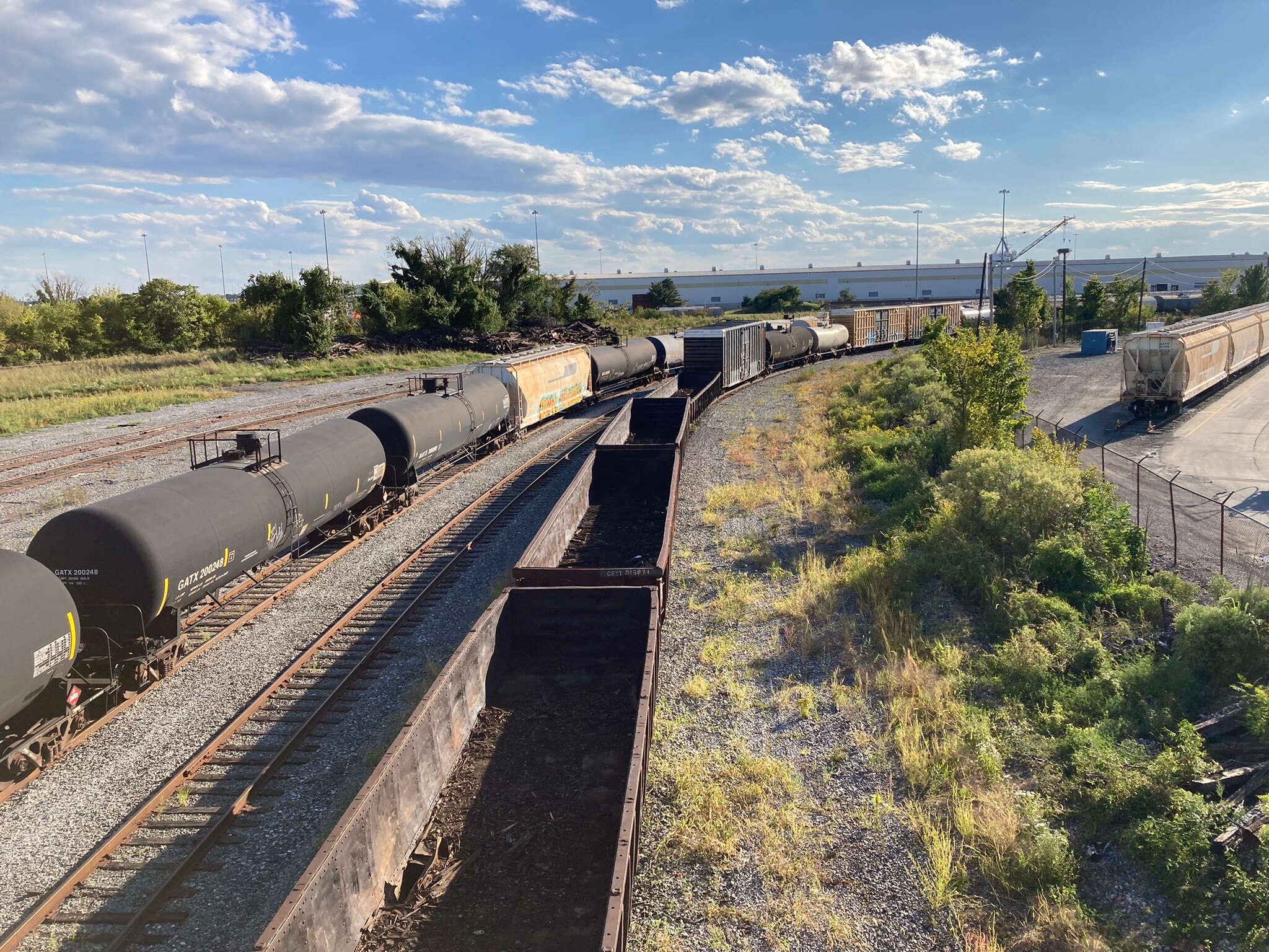 Rail cars sit on tracks near a CSX facility in Locust Point.
