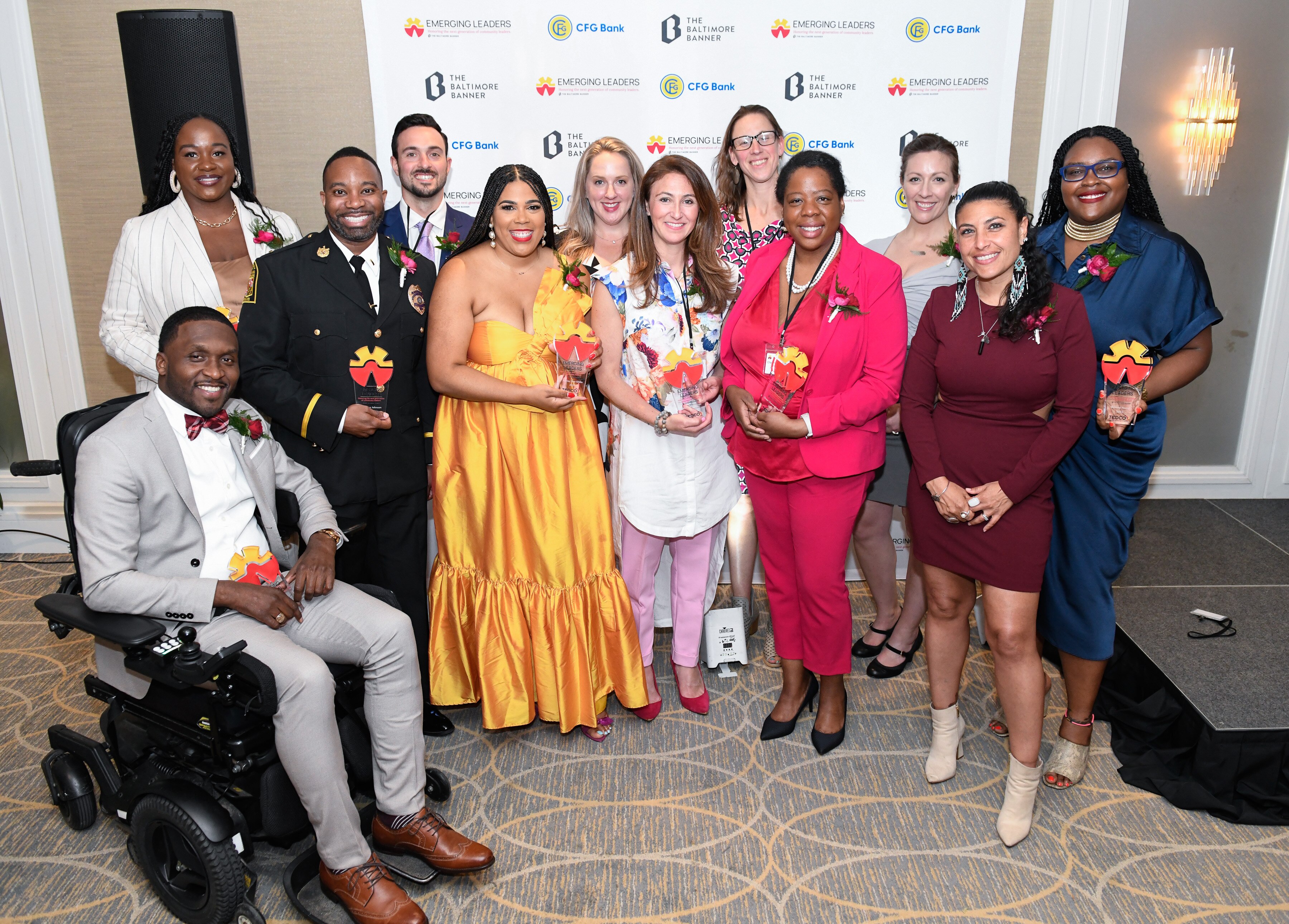 Honorees gather at The Baltimore Banner's Emerging Leaders Dinner in Baltimore.