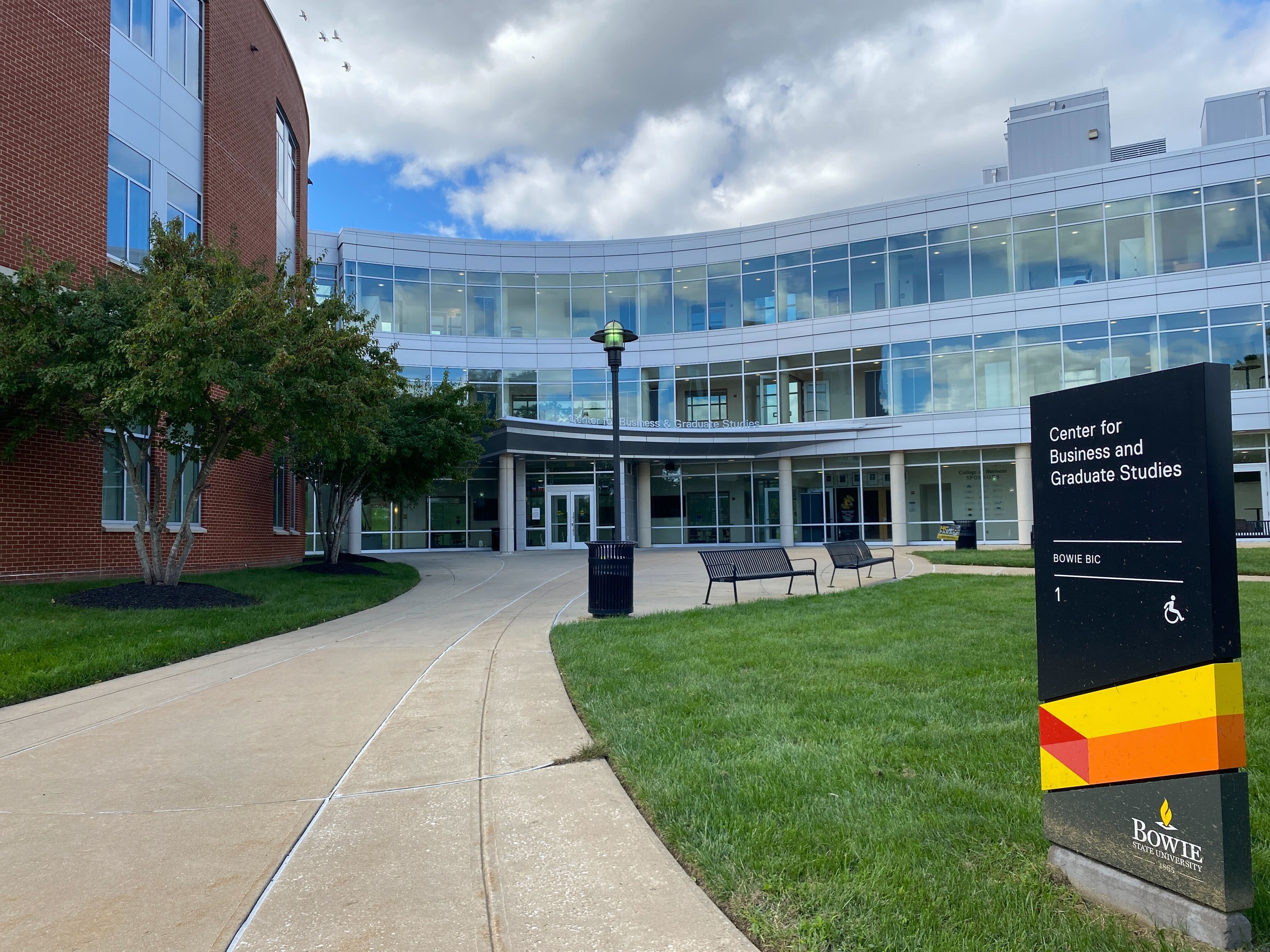 Maryland State Police said Sunday they found two male victims with non-life-threatening injuries in front of Bowie State University’s Center for Business and Graduate Studies.