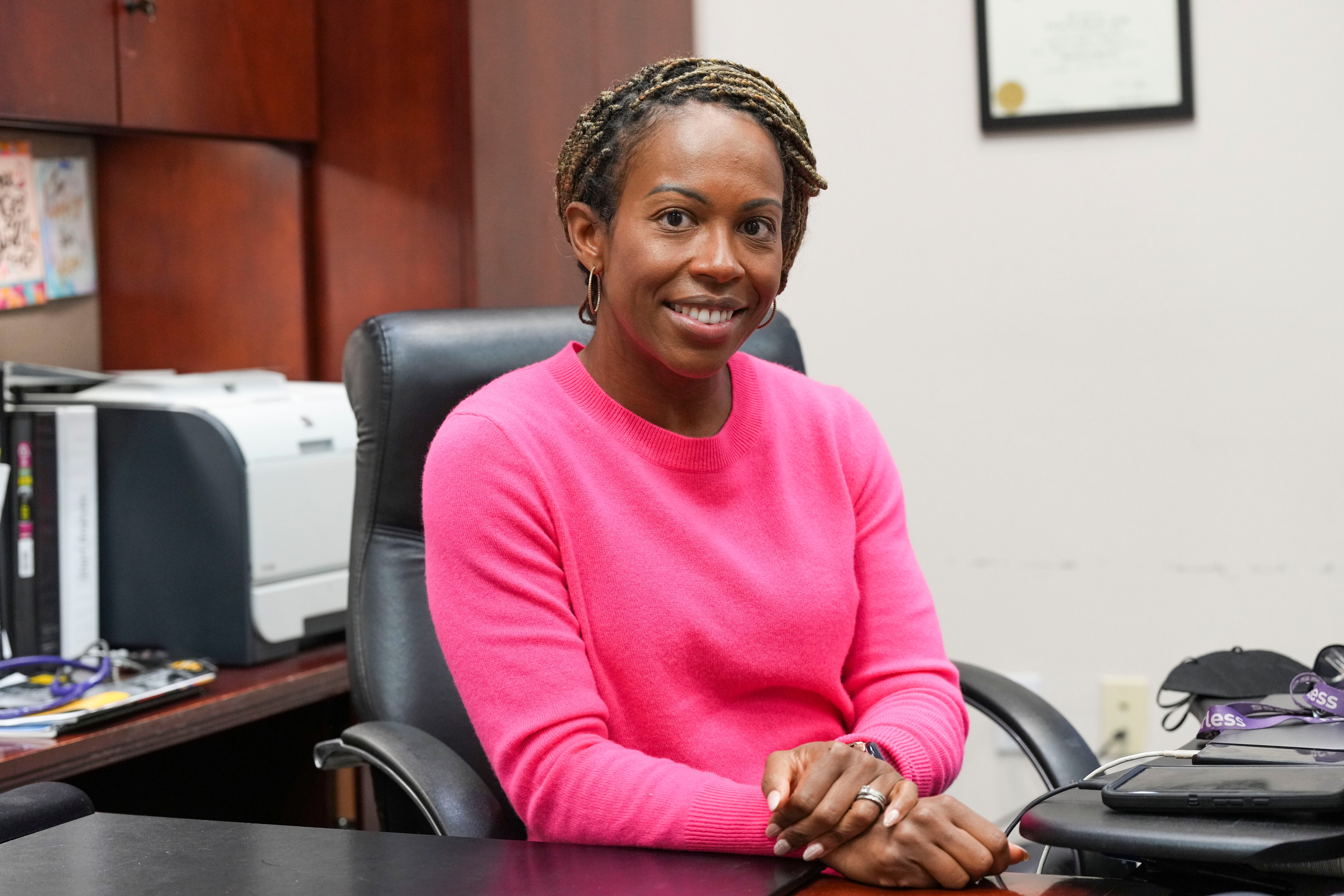 Dr. Letitia Dzirasa, then health commissioner, in her office in January 2023. She was later promoted to deputy mayor of health, equity and human services. According to a memo obtained by The Banner, she will leave City Hall in June.