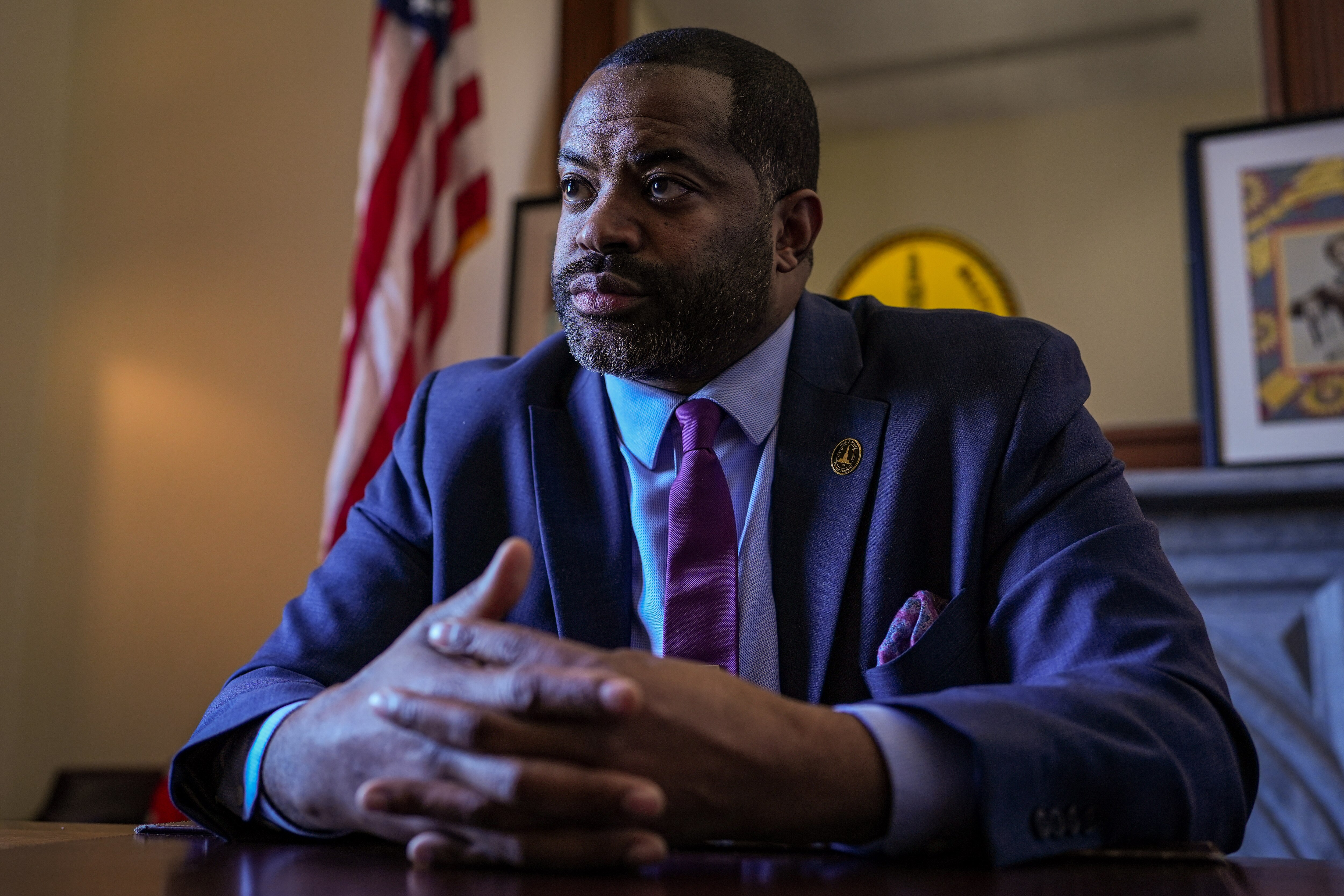 Baltimore City Council President Nick Mosby is photographed in his City Hall office during an interview on Wednesday, March 15.