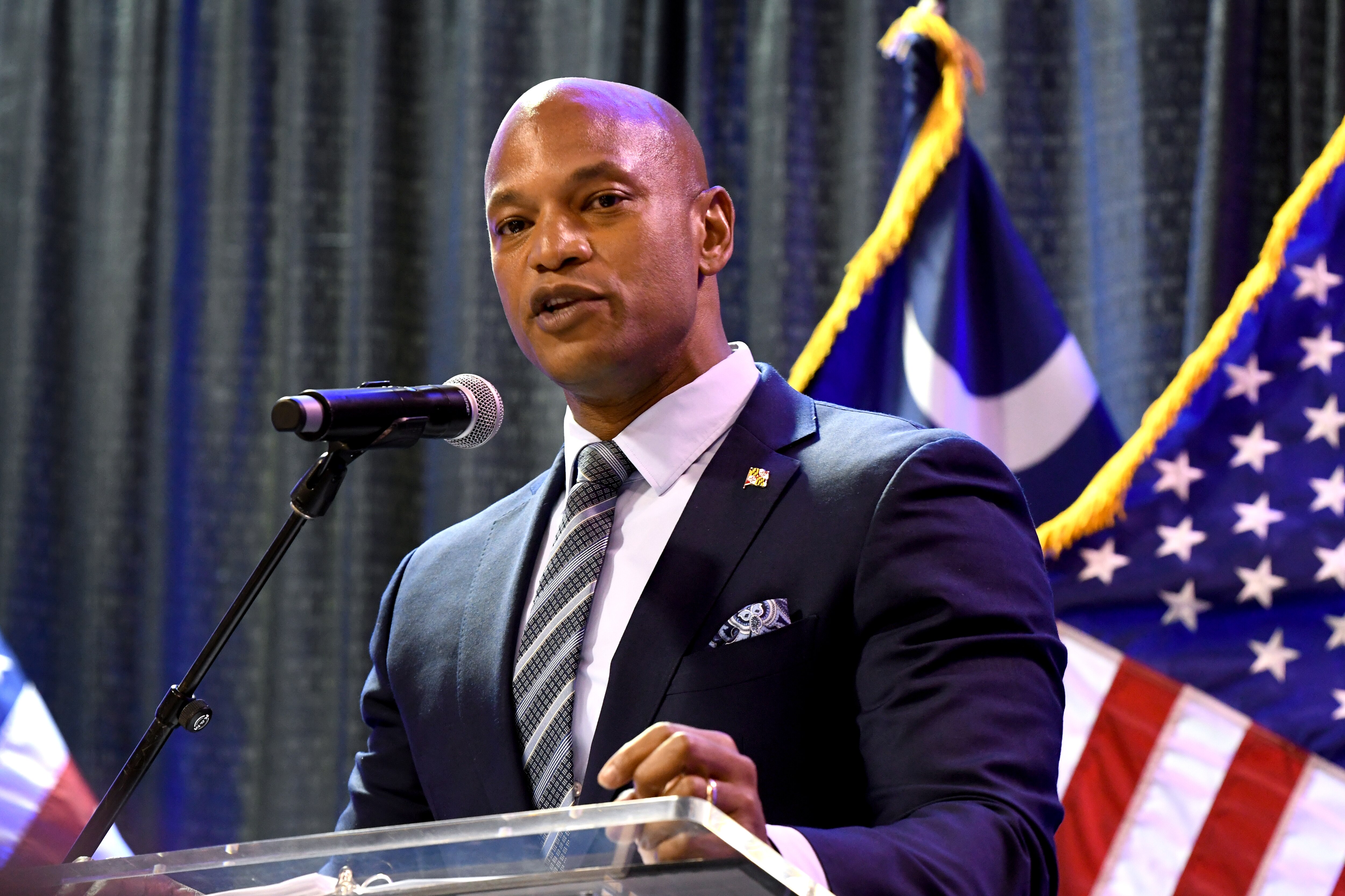 Maryland Gov. Wes Moore speaks at the South Carolina Democratic Party's Blue Palmetto Dinner in Columbia, S.C., on Friday, May 30, 2025.