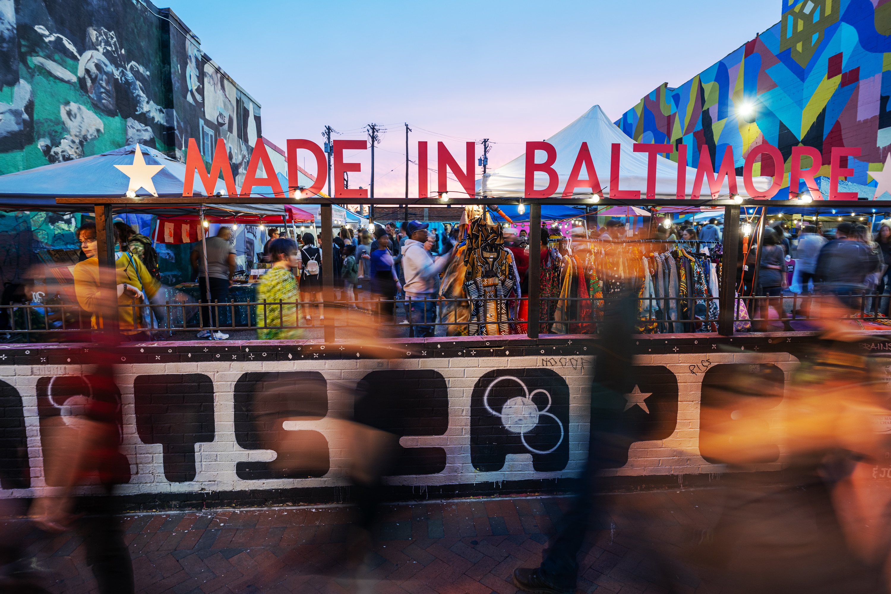 A local artist market is seen along Charles Street at Artscape in Baltimore, MD on September 22, 2023.