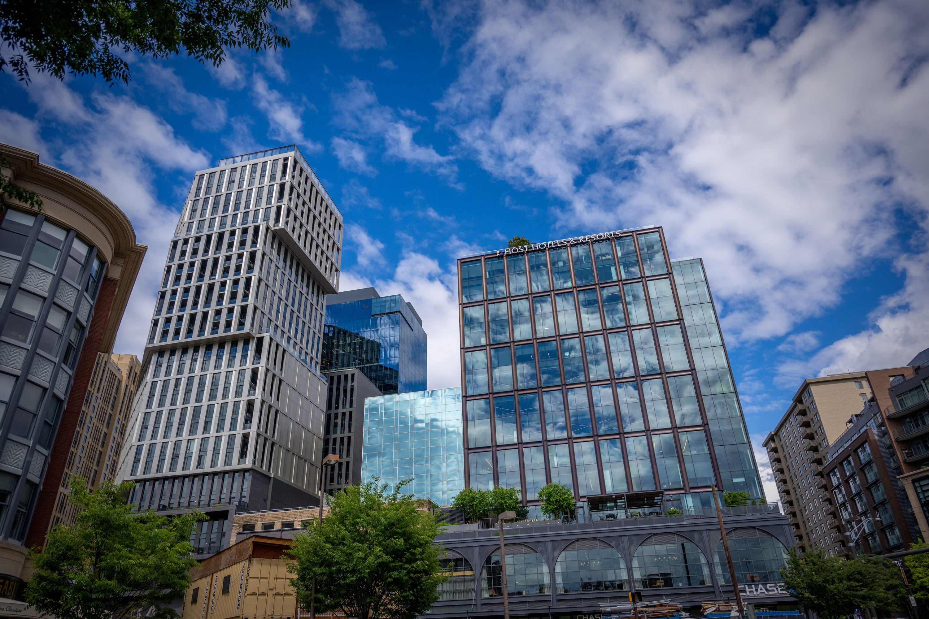 Highrise buildings in Bethesda near Bethesda Row on May 22, 2025.