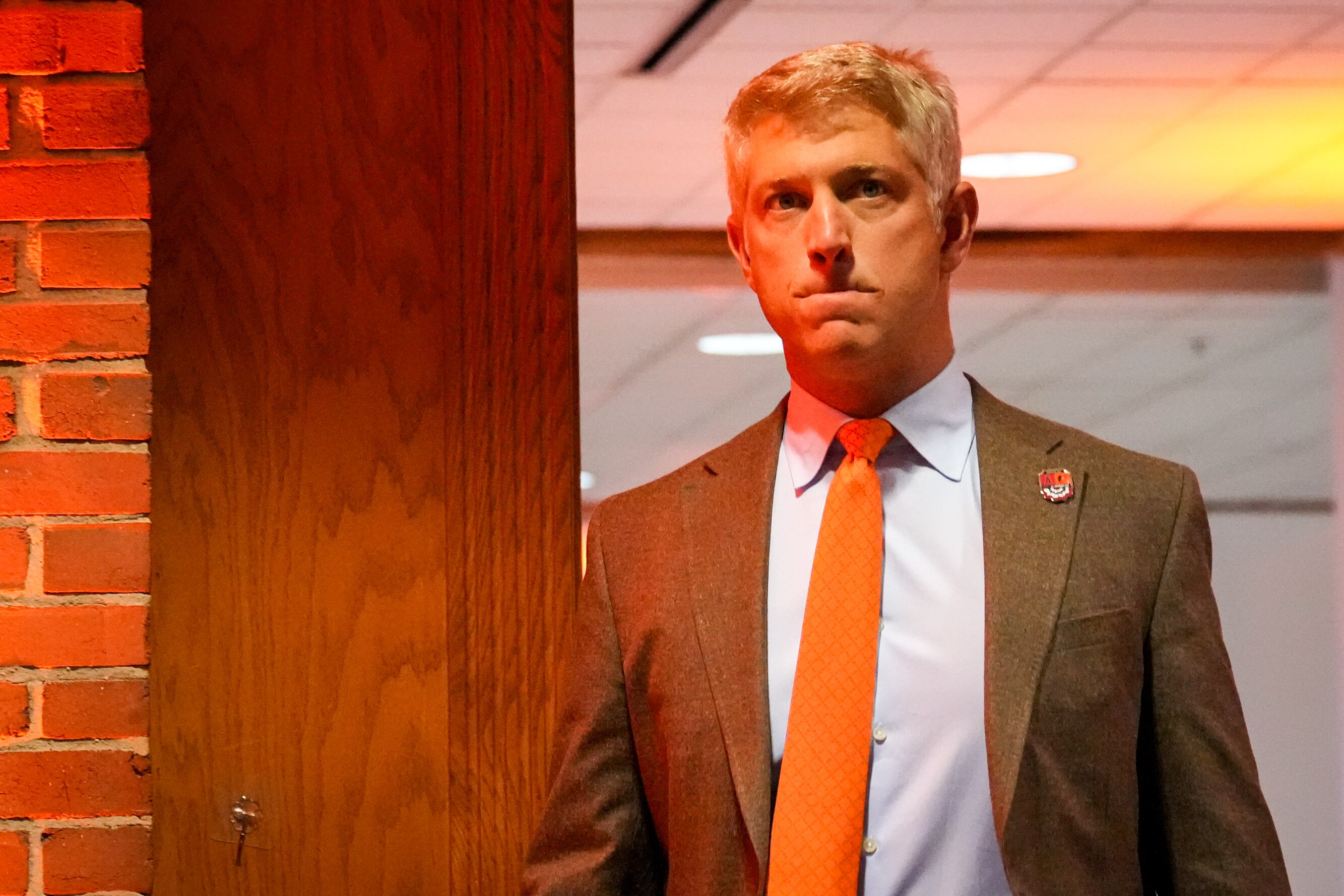 Baltimore Orioles general manager Mike Elias arrives for a news conference at Camden Yards ahead of the team’s opening day on Thursday, March 28, 2024.