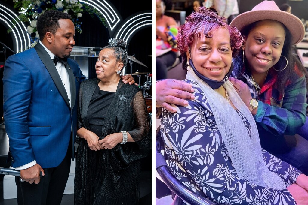 “They were her world, her two kids,” Tatum said. On the left, Simon with her son Chris at an event. On the right, Simon and her daughter Andrea at Chris's restaurant BLK Swan in Harbor East Baltimore.