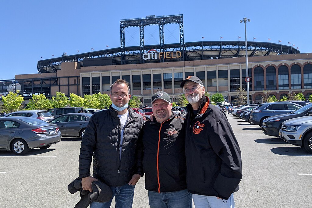 Dan Morrison, center, with Jacques Gilson and Ron Hube at Citi Field.