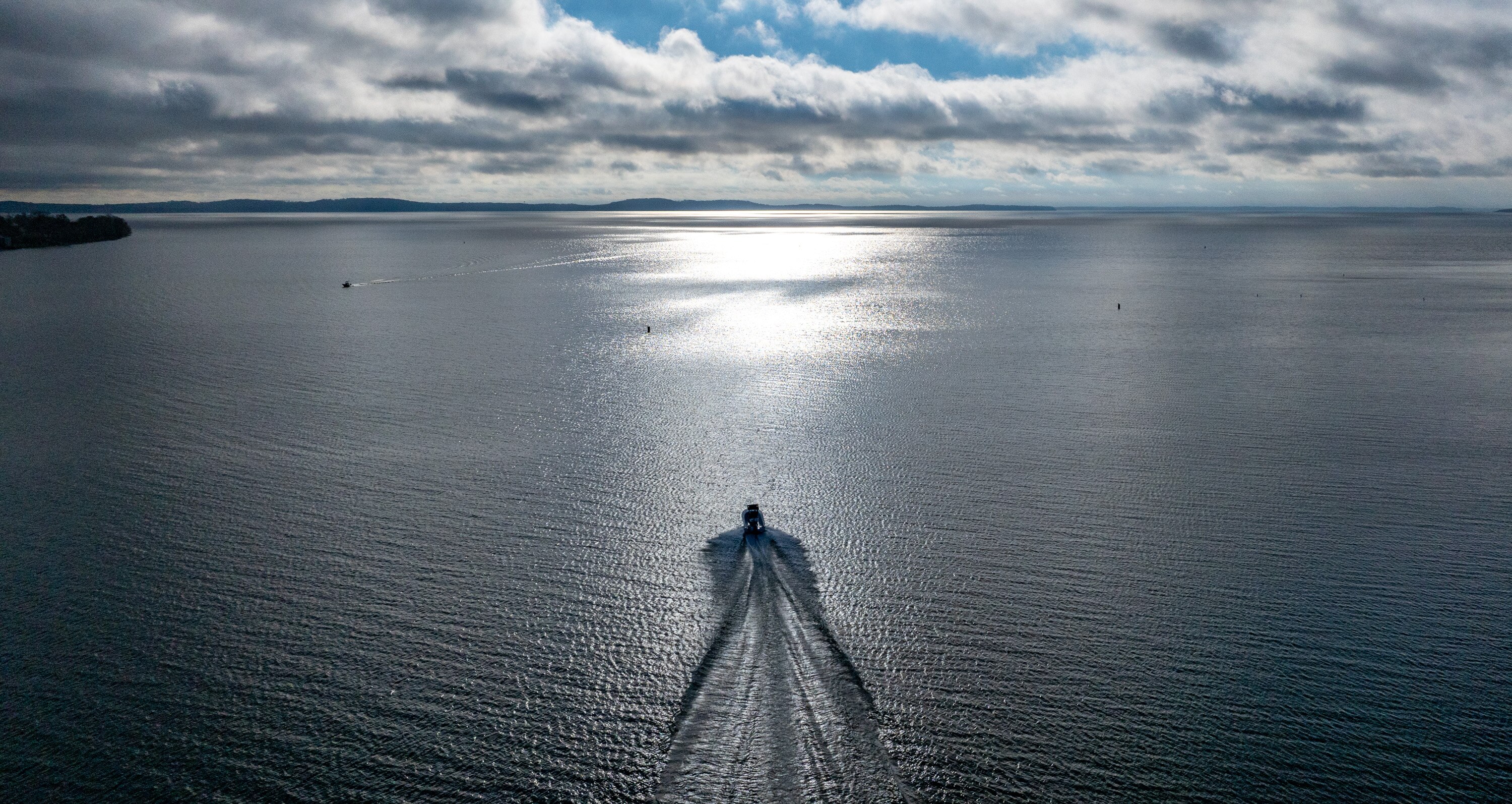 A boater heads out toward the Chesapeake Bay at the Susquehanna Flats.