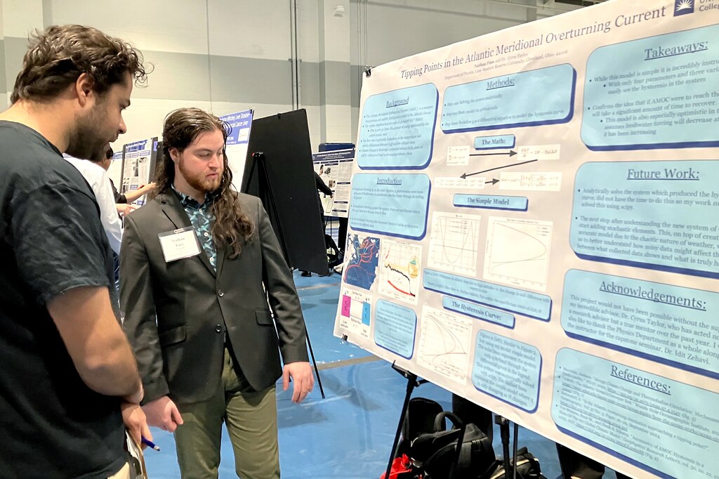 Nathan Fuss presents his research on climate change at Case Western University’s undergraduate research symposium.