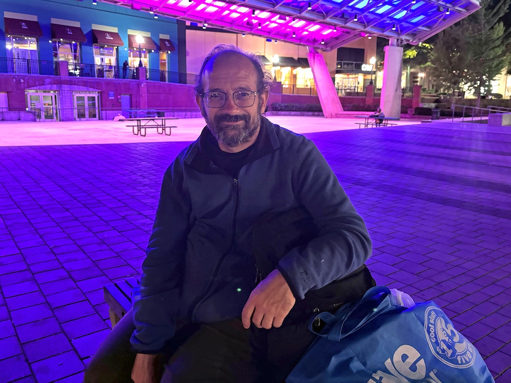 John Combs, who has lived on a plaza in downtown Silver Spring since 2019, said he has been trying to secure housing for five years.