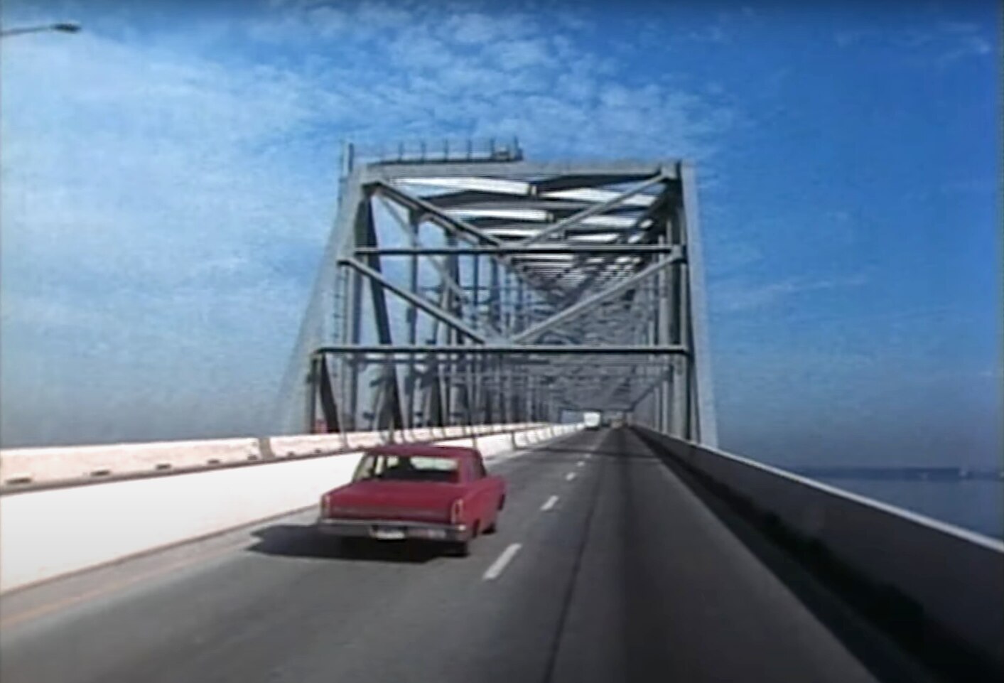 Screen shot from “One Dollar,” a 1987 16 mm student film about the Francis Scott Key Bridge