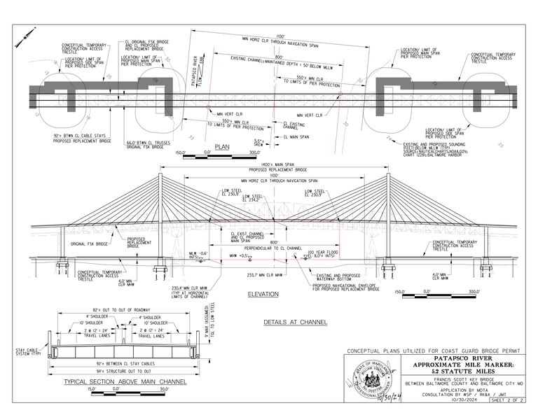 A preliminary design of the Francis Scott Key bridge replacement.