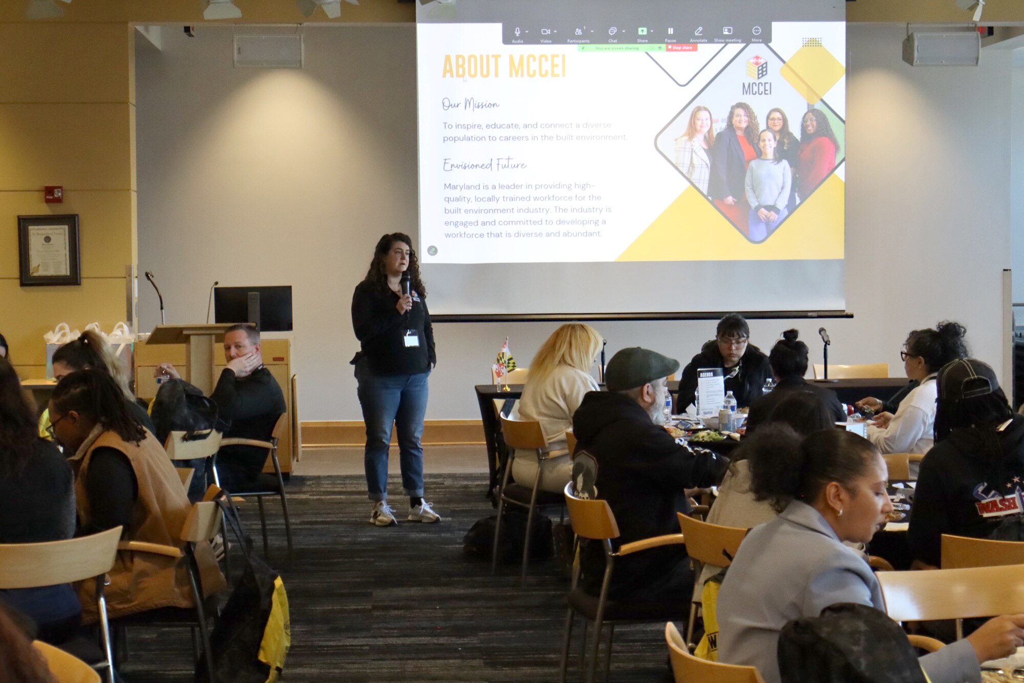 Jennifer Dewees, president of MCCEI, speaks at the first Annual Maryland Tradeswomen Summit in March.