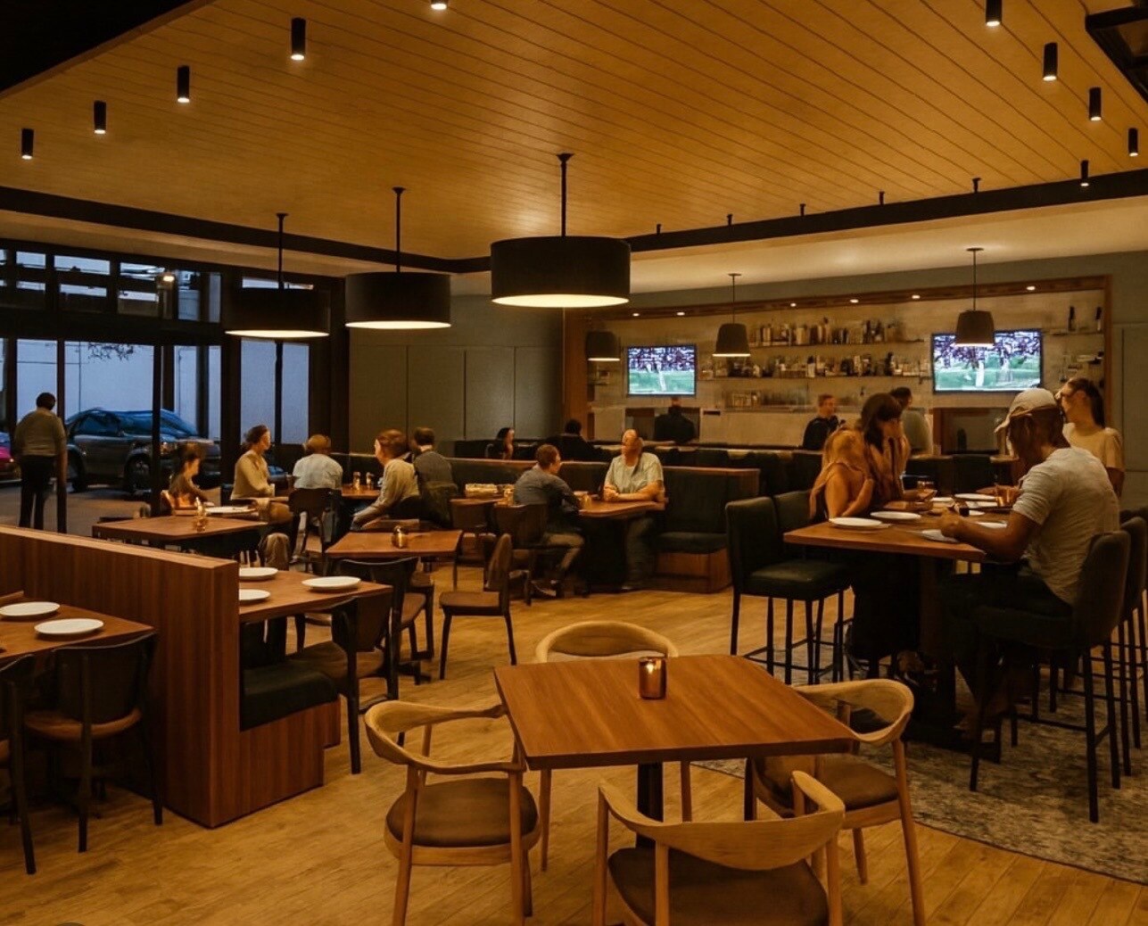 A rendering of Park + Social, a collaboration between chef Zack Trabbold and White Marsh-based car detailing service, Detail Solutions.